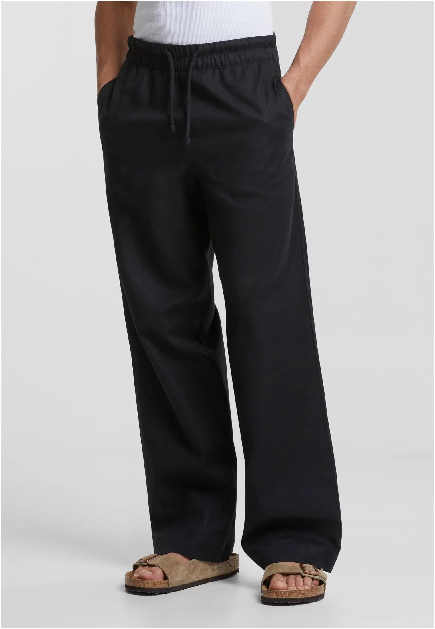 Men's Loose Cotton Linen Pants - Black