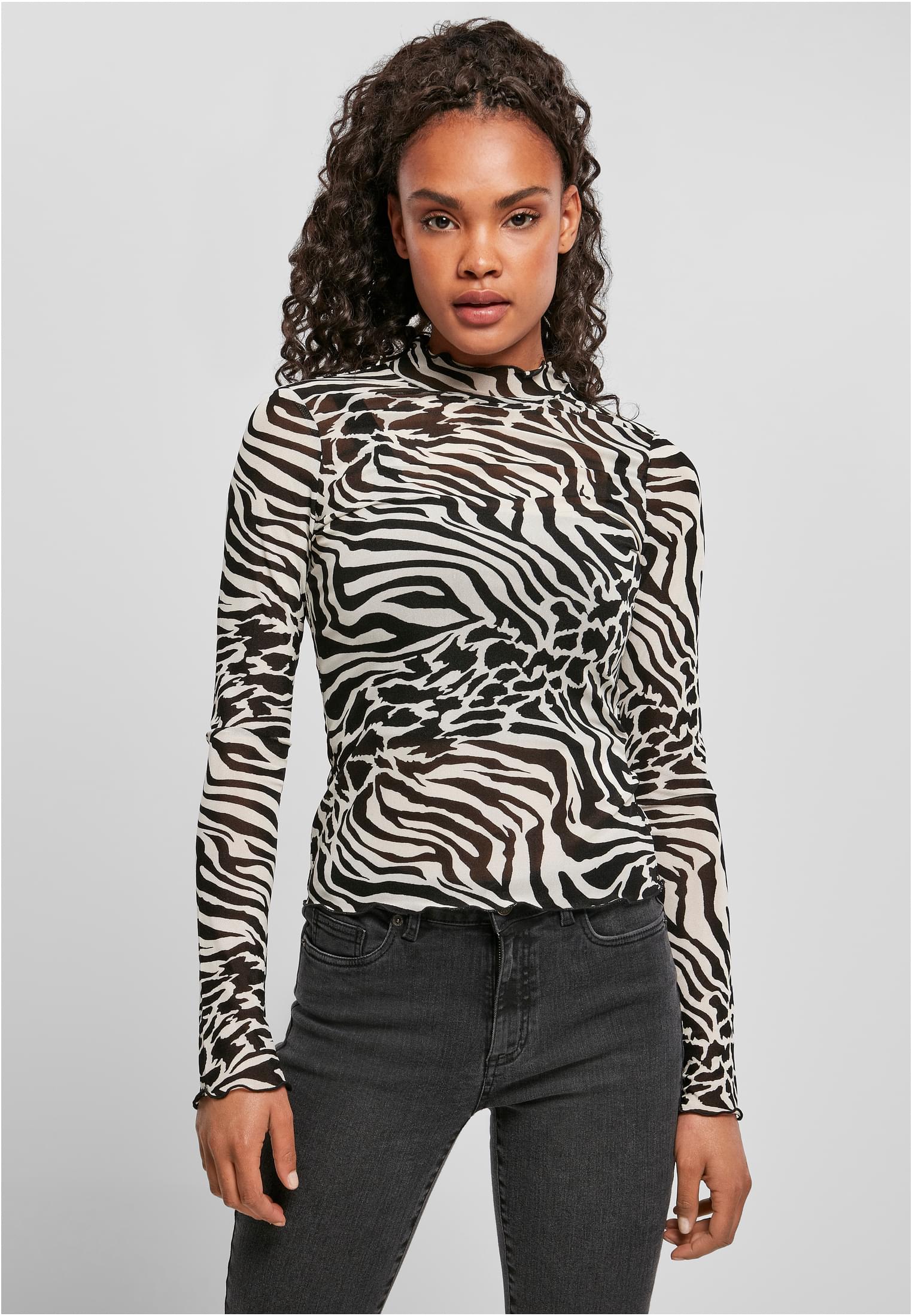 Women&#039;s turtleneck AOP Mesh - white/black