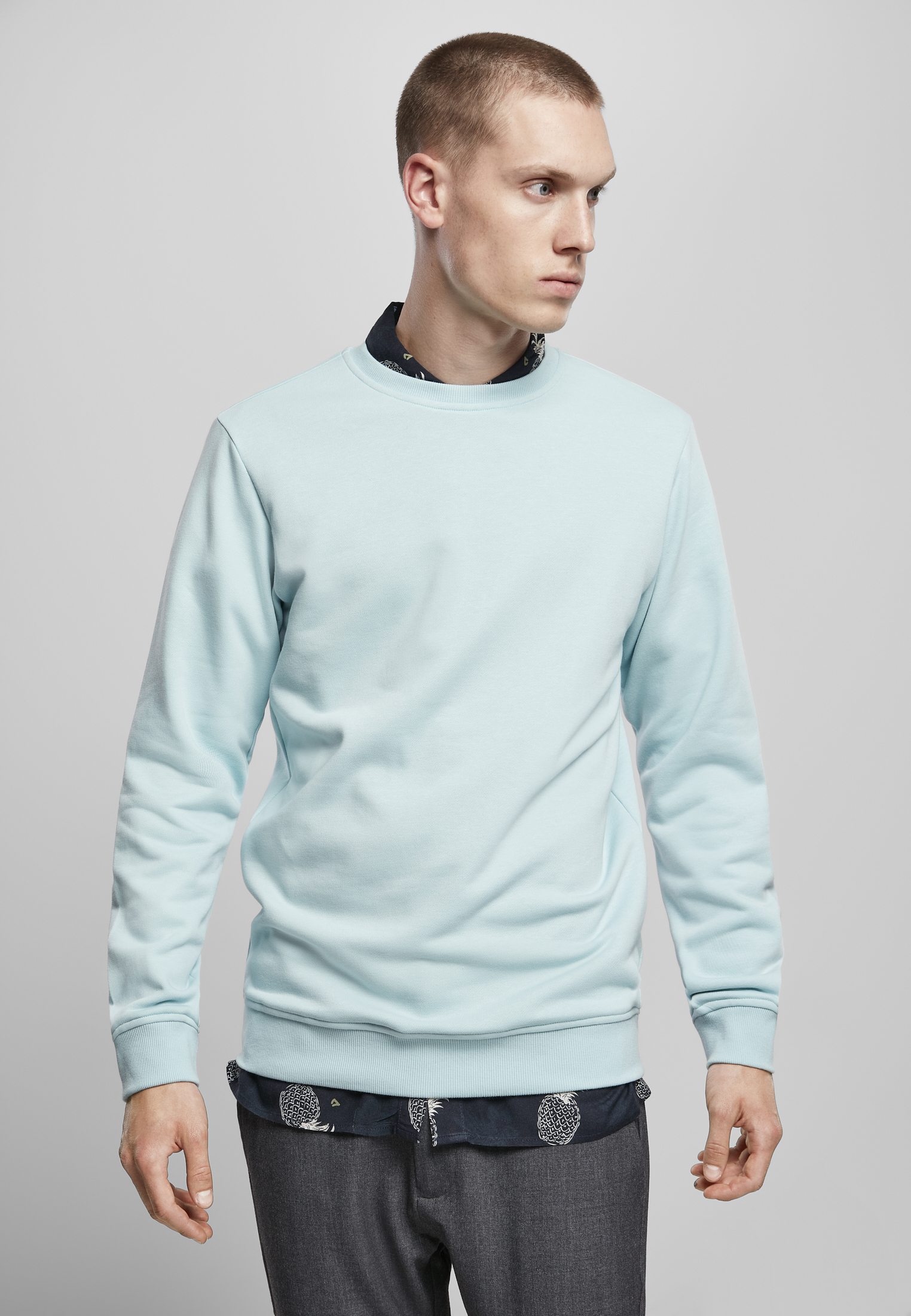Basic Terry Crew Sea Blue