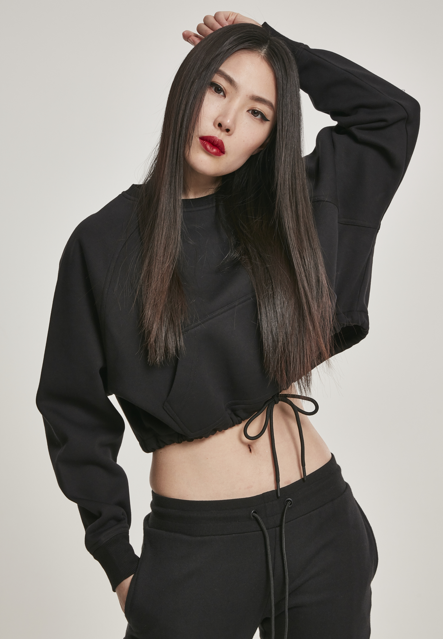 Women&#039;s Oversized Short Raglan Crew Black