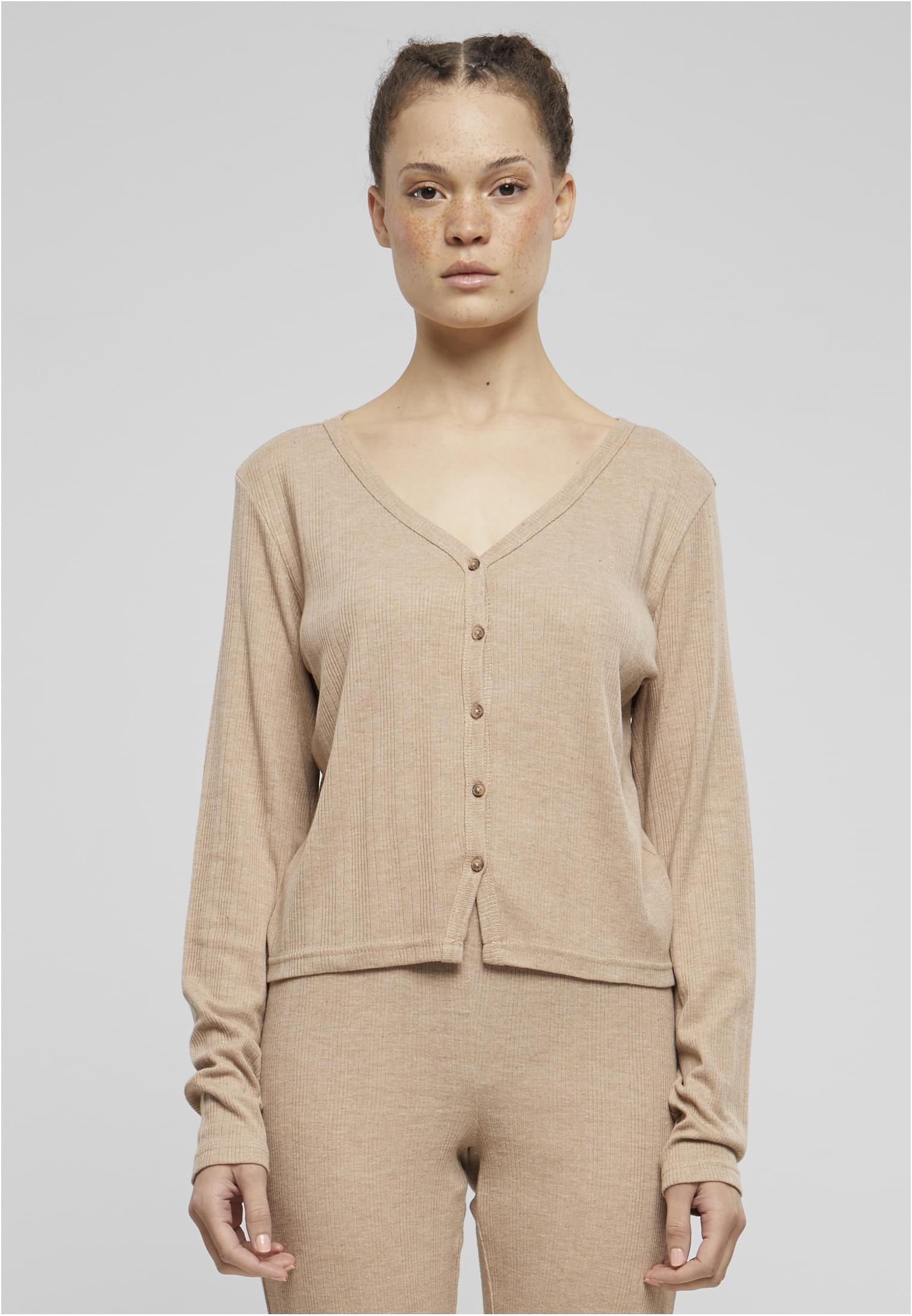 Women&#039;s ribbed cardigan beige