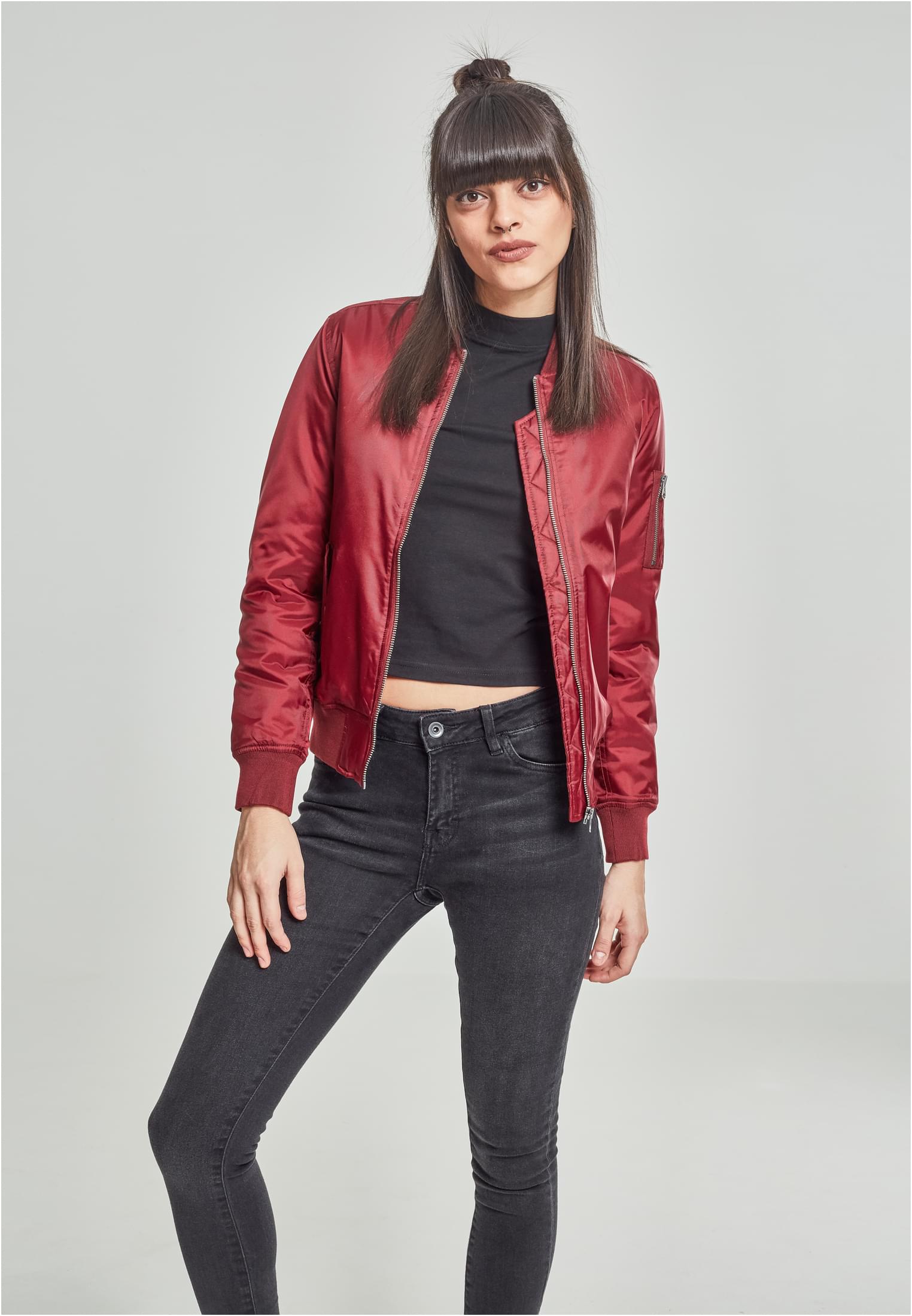 Women's Basic Bomber Jacket burgundy