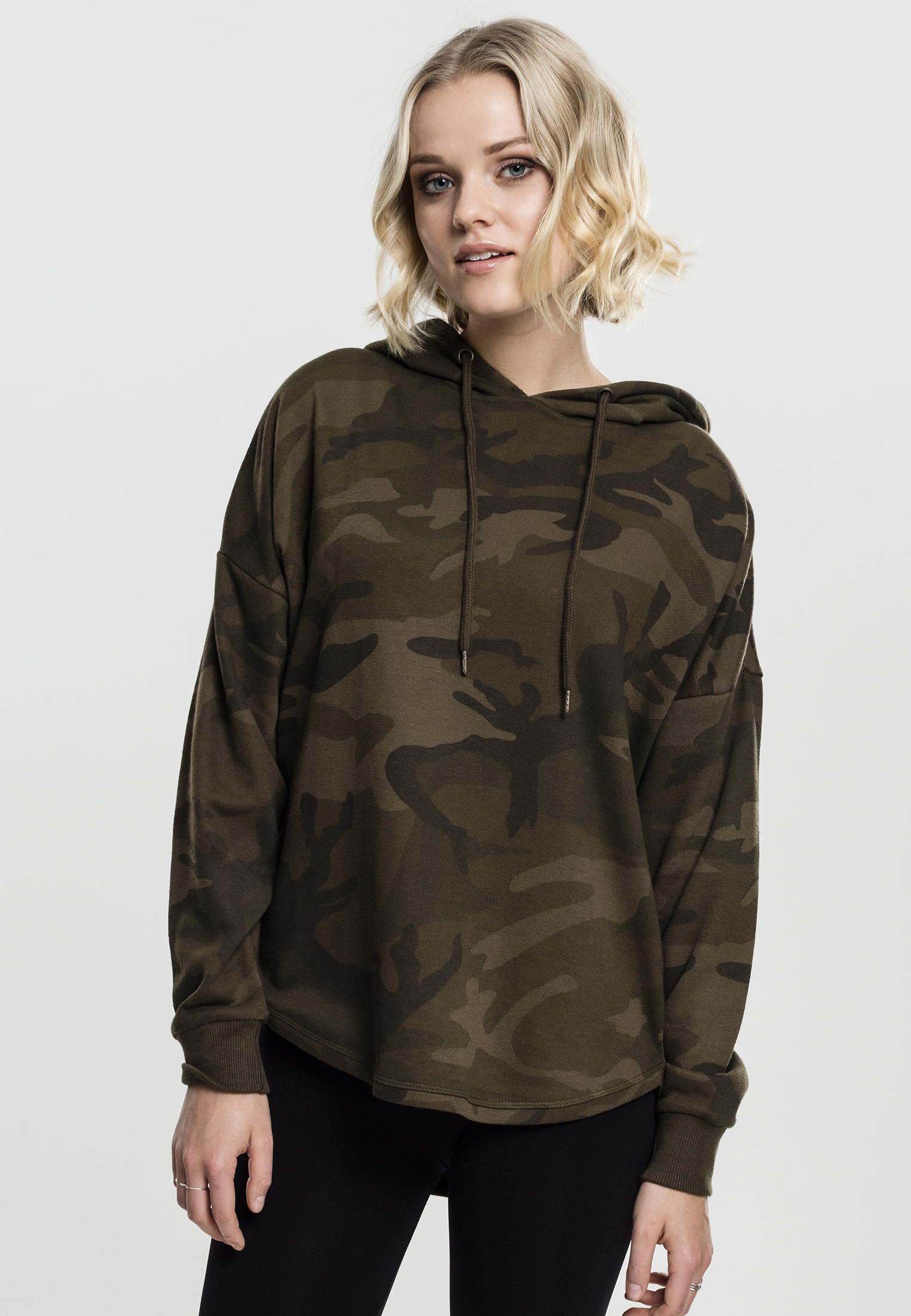 Women&#039;s Oversized Camo Hooded Olive Camo