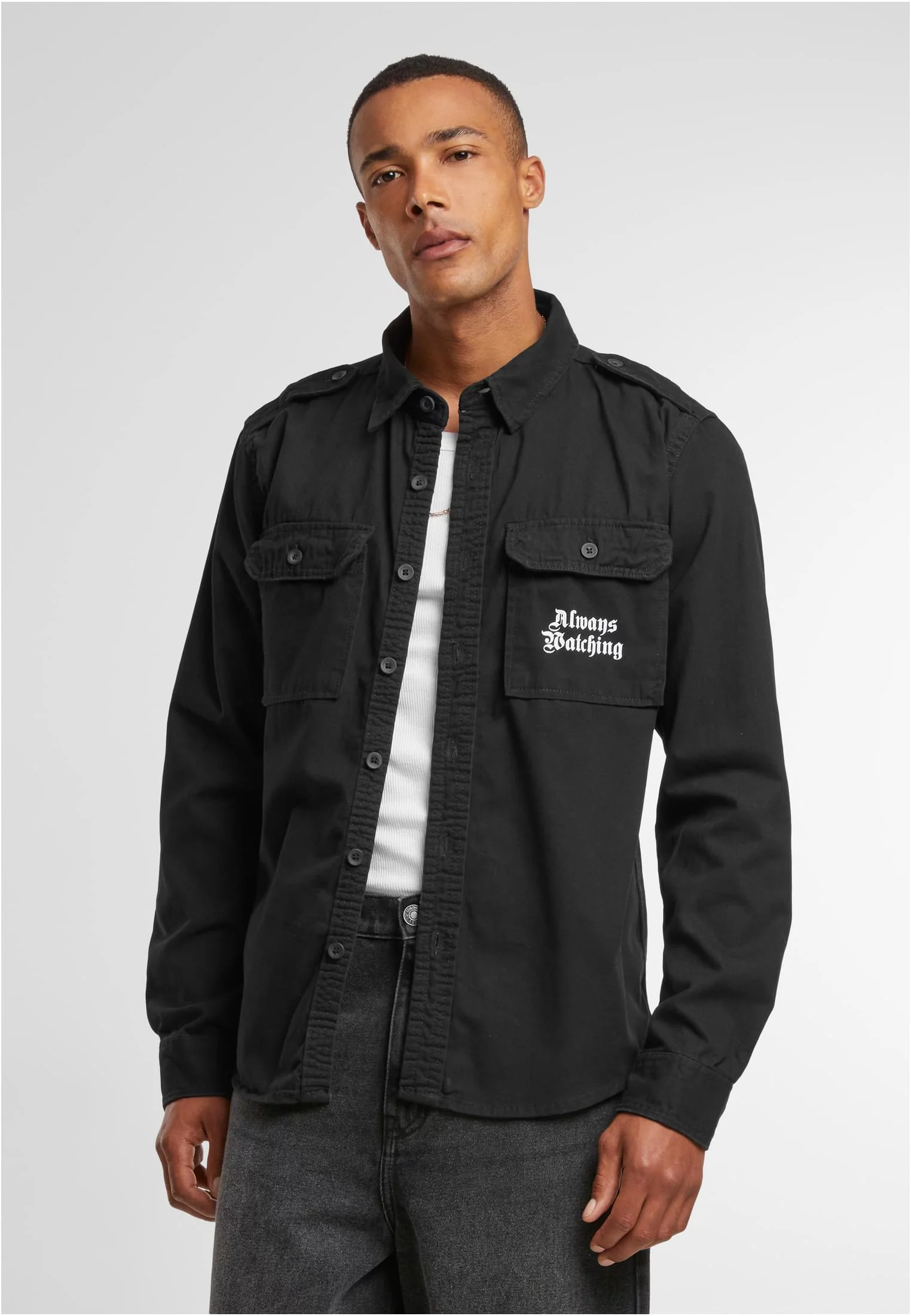 Men&#039;s long-sleeved shirt Always Watching black