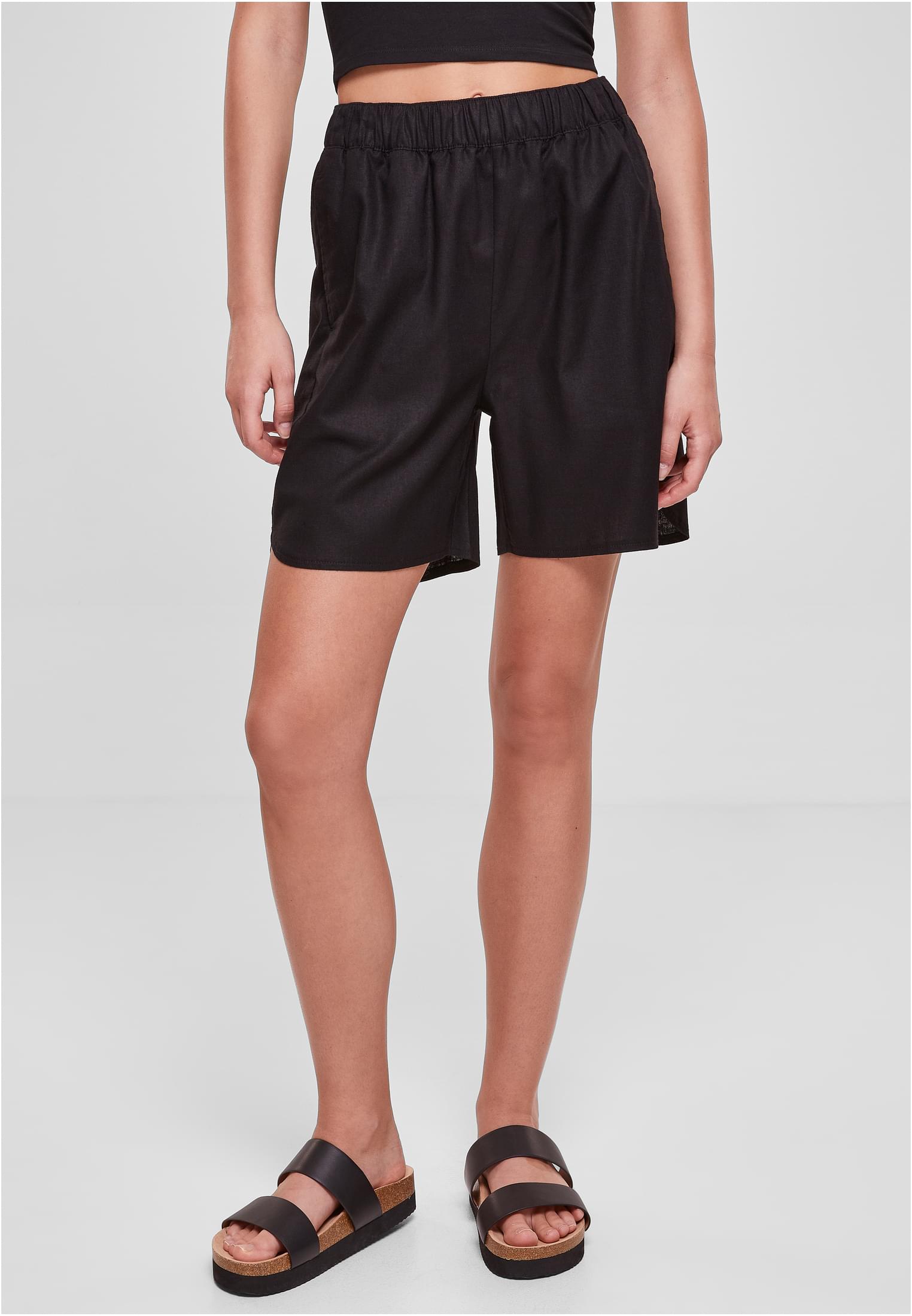Women&#039;s Linen Mixed Shorts - Black