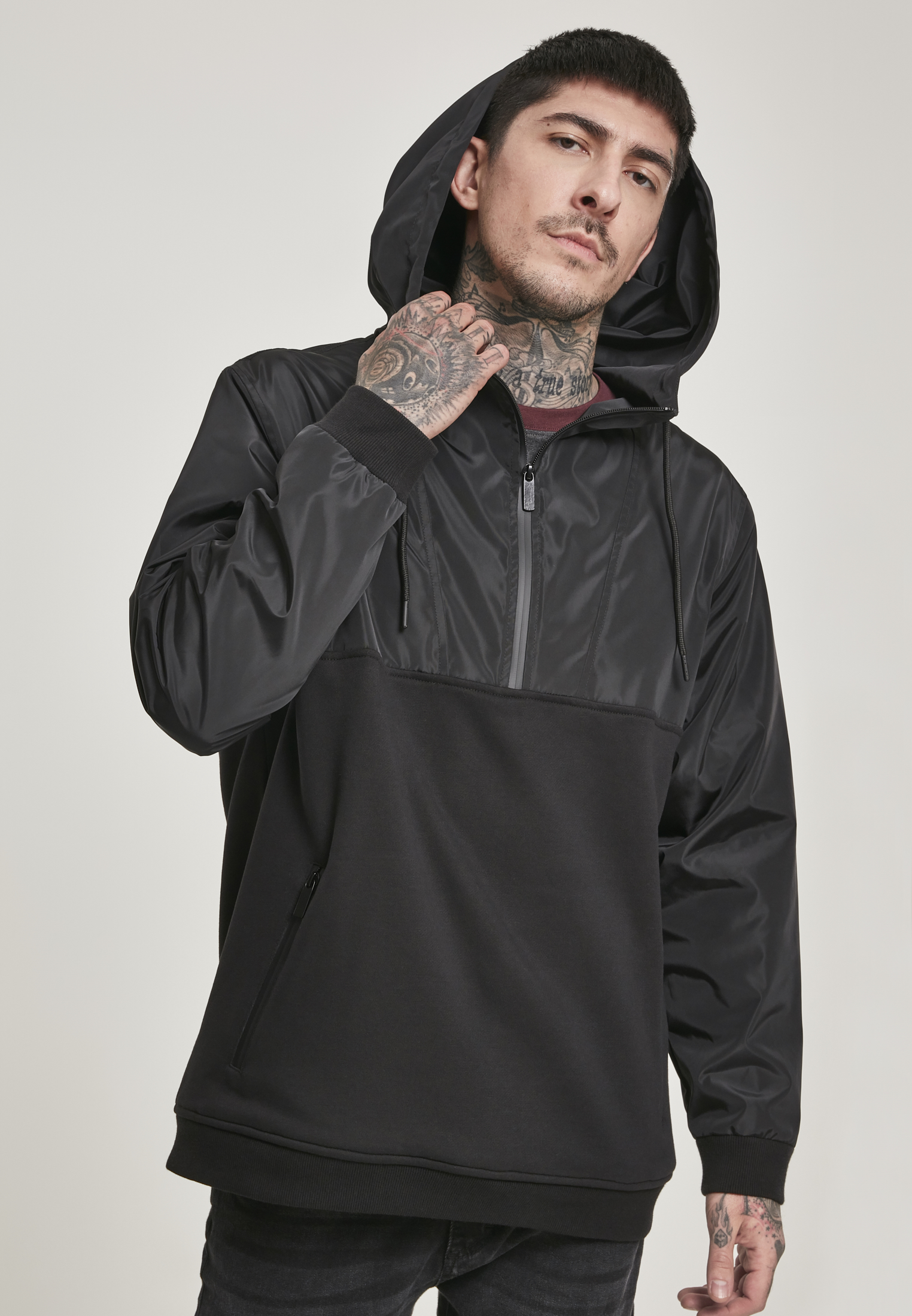 Military Half Zip Hoody Black