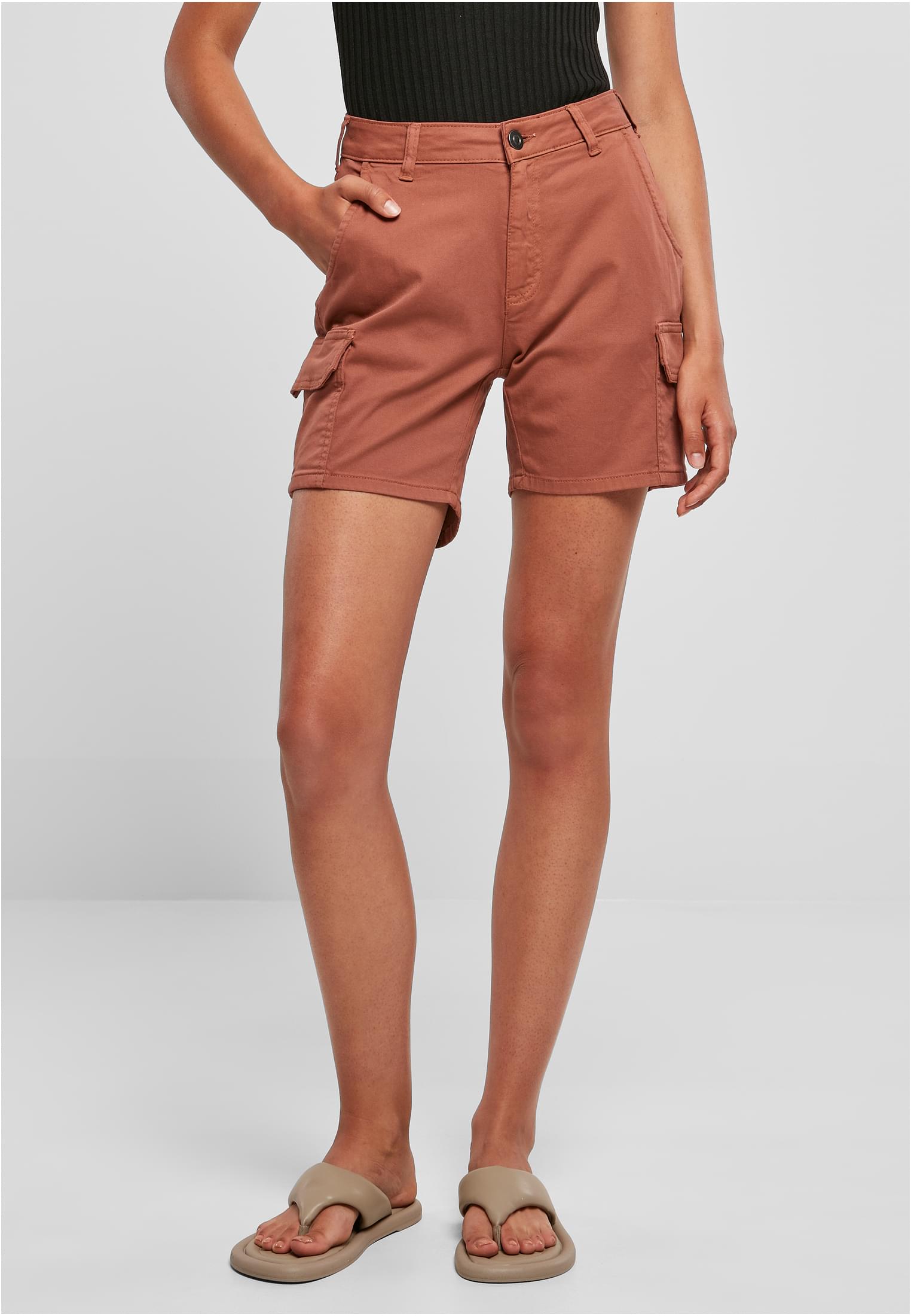Women's Terracotta Cargo Shorts High Waist