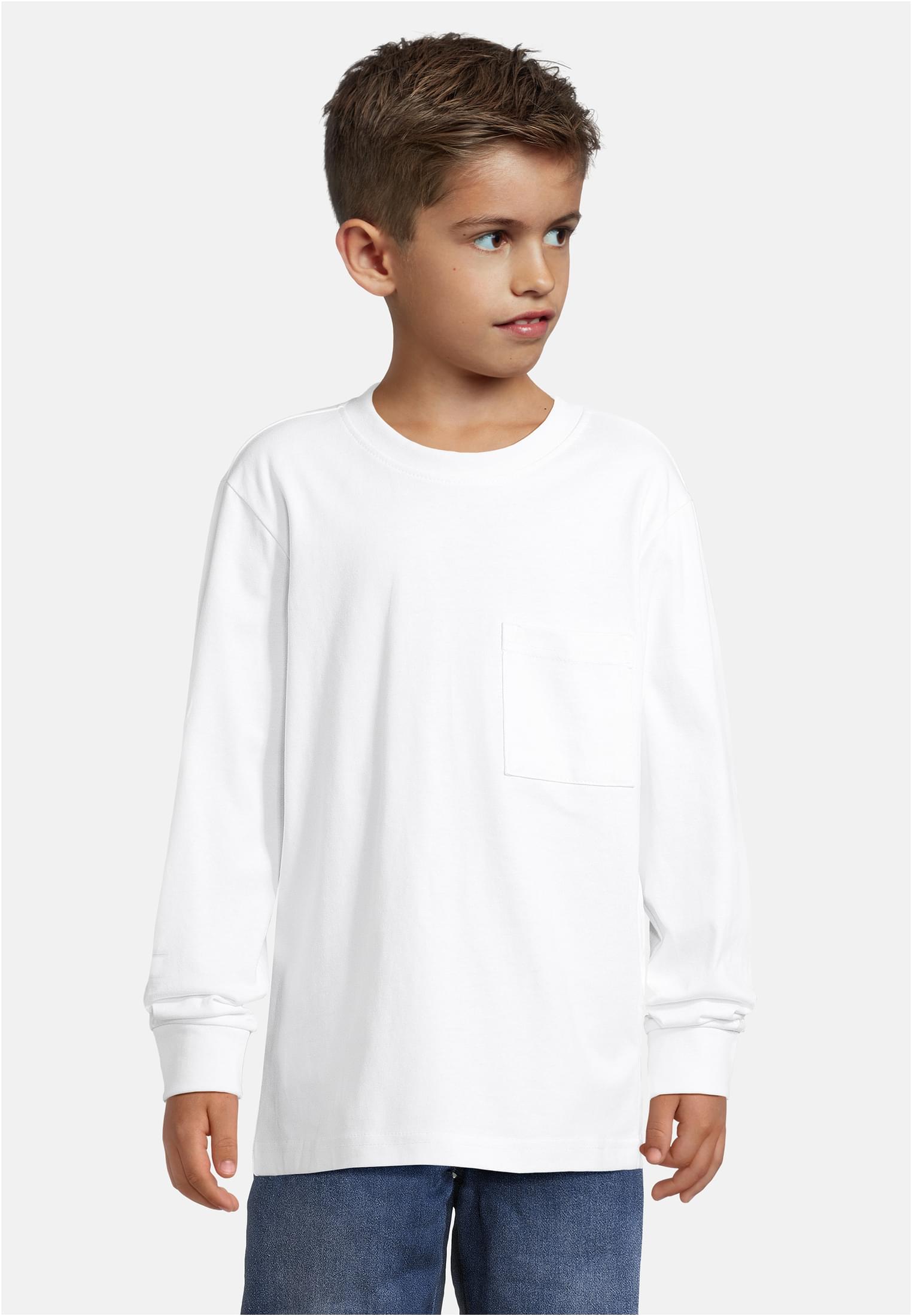 Boys' long-sleeved T-shirt with pocket white