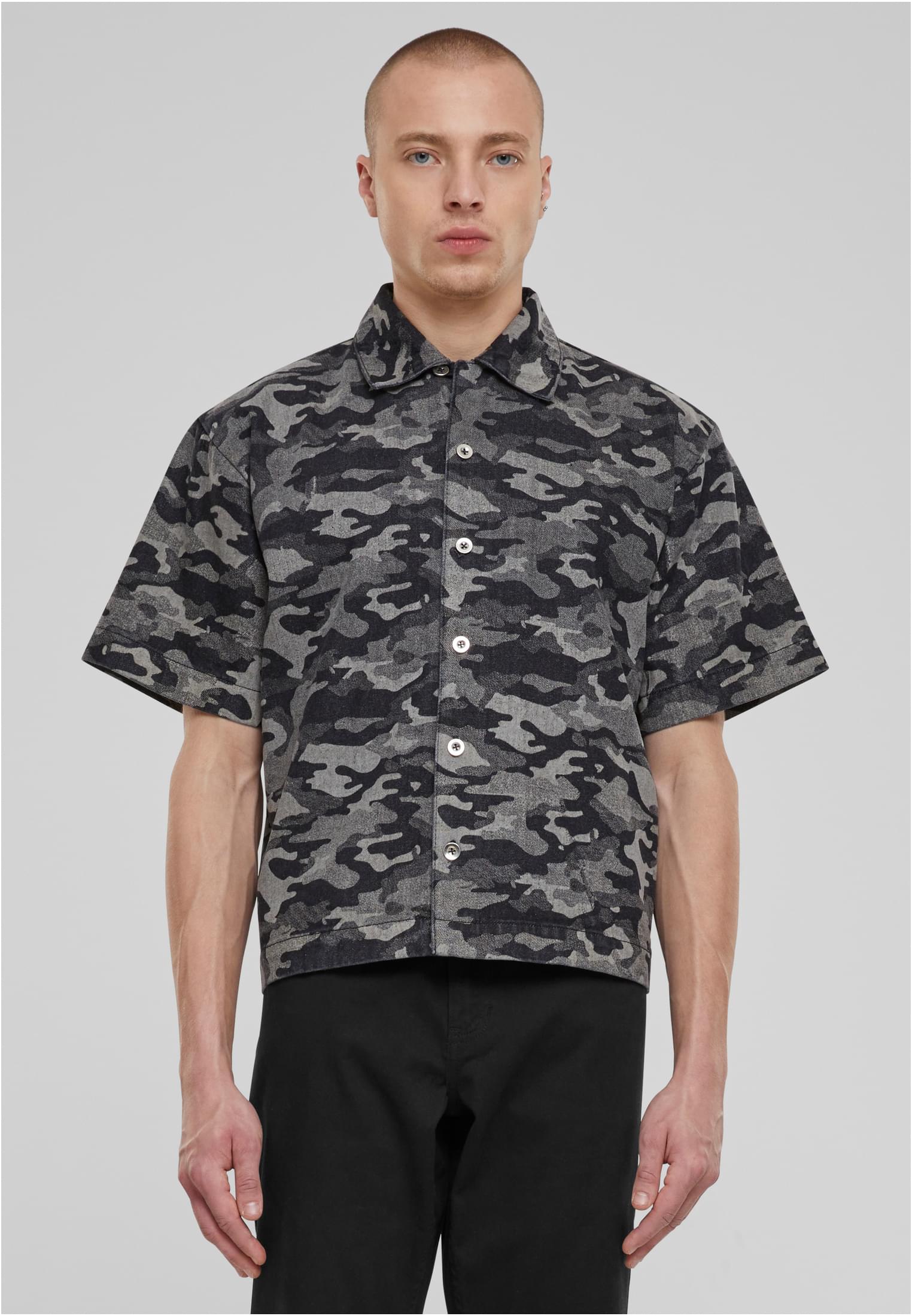 Men&#039;s shirts with print - camouflage/grey