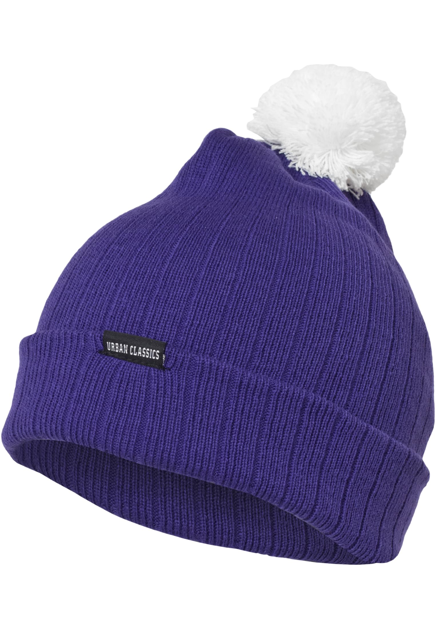 Contrasting Bobble Pur/wht beanie