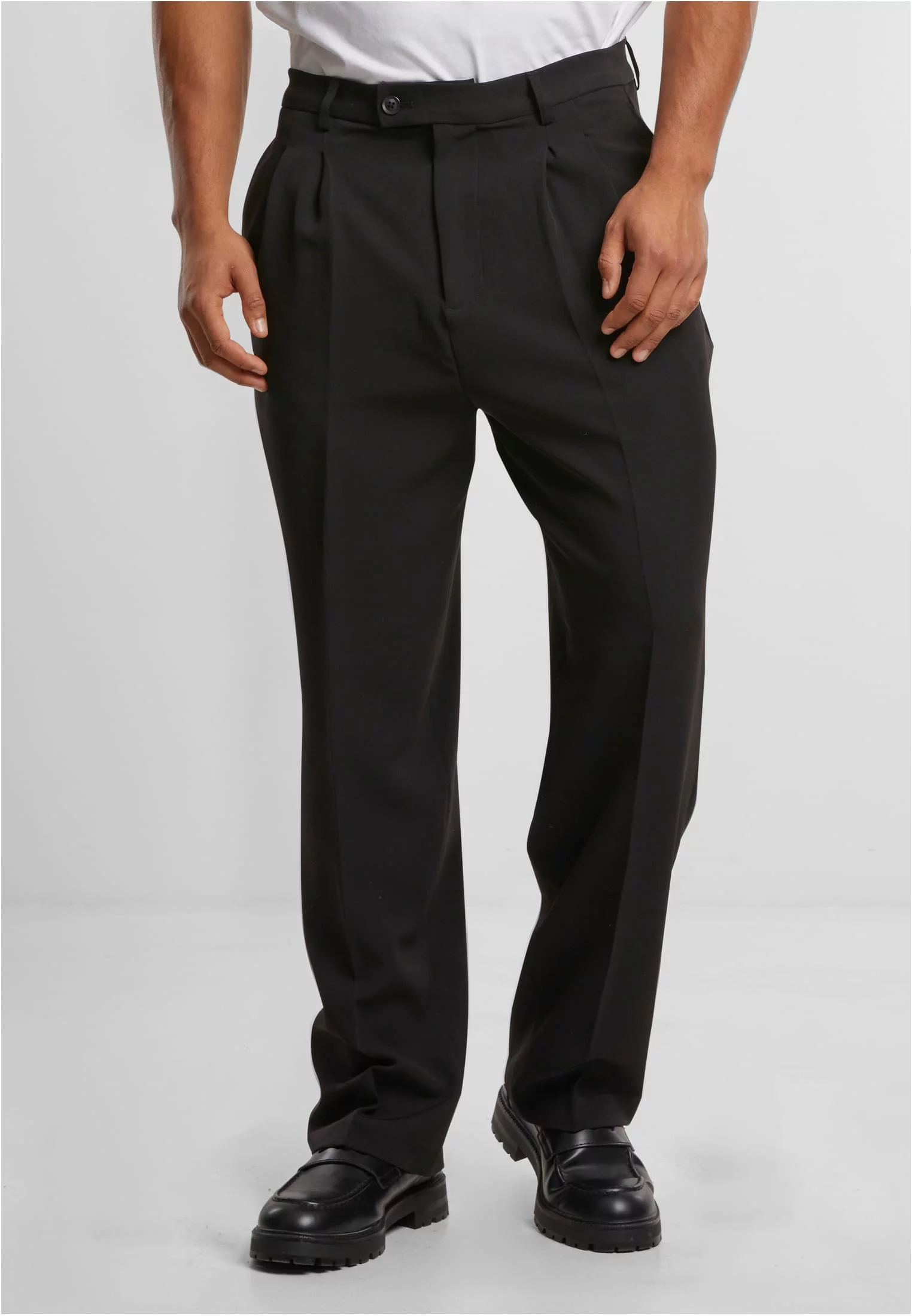 Men&#039;s Double Pleated Pants - Black