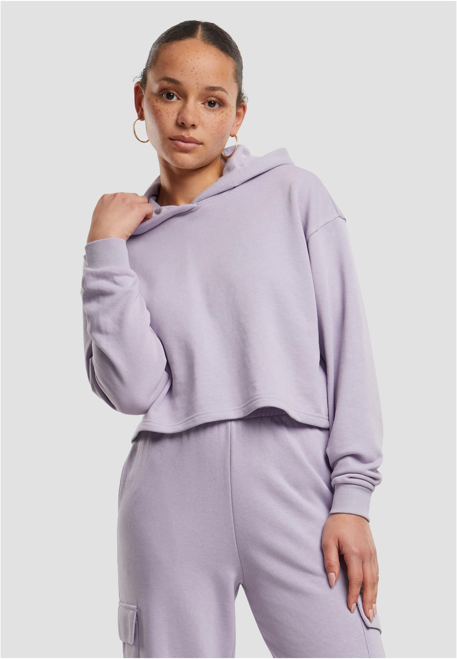 Womens Oversized Hoodie Light Terry - Purple
