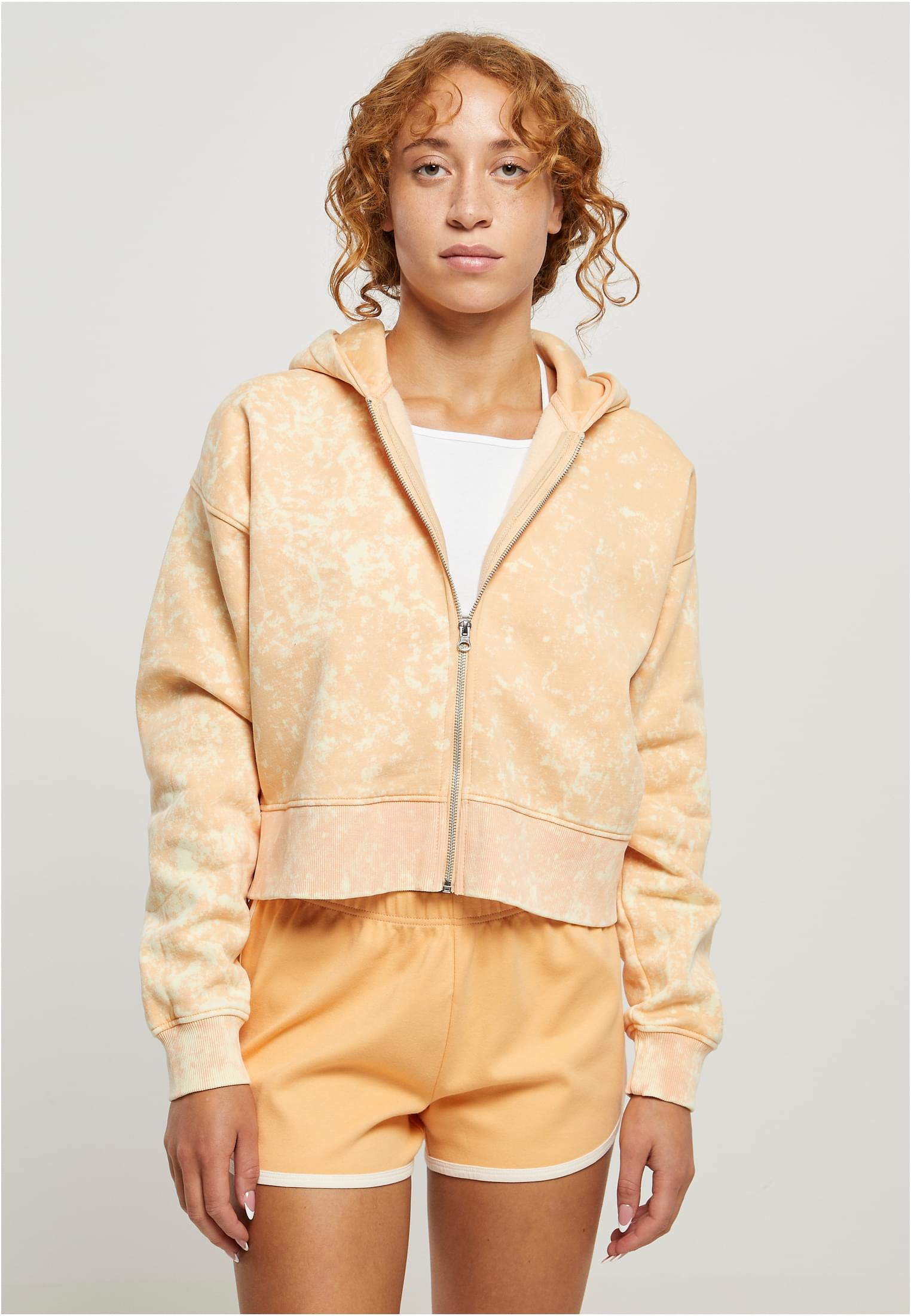 Women&#039;s Short Oversized Towel with Zipper and Hood paleo-orange