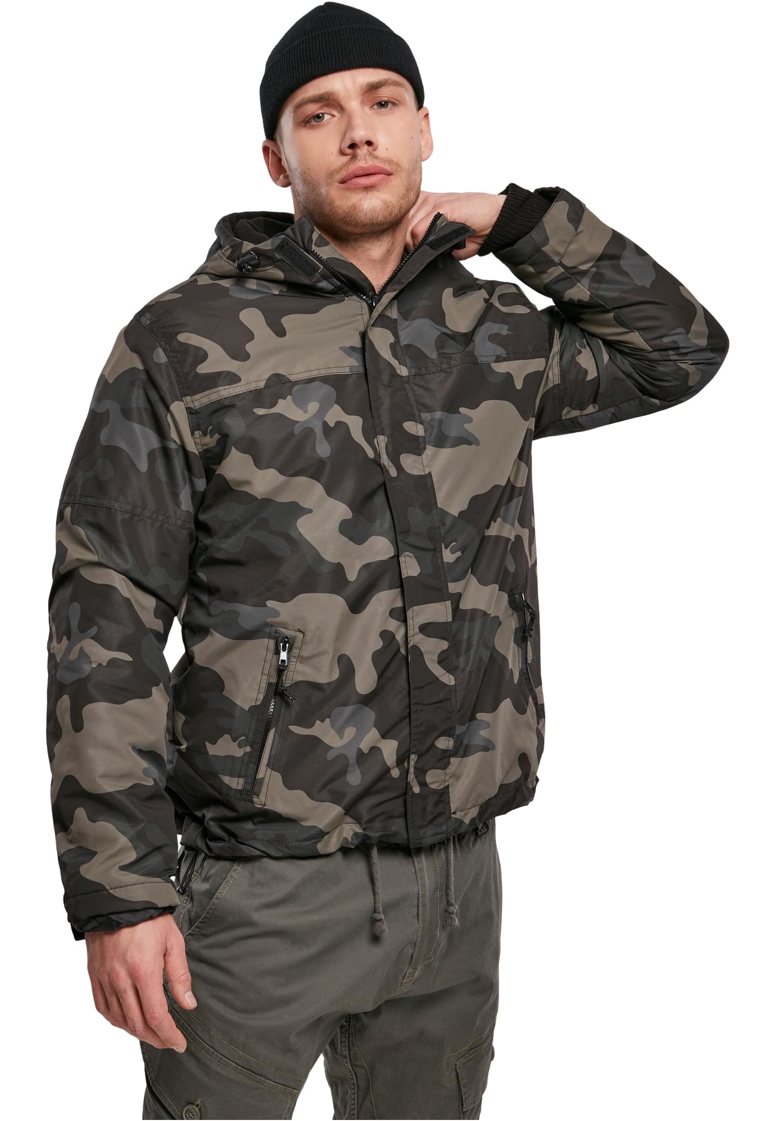 Windbreaker with darkcamo front zipper