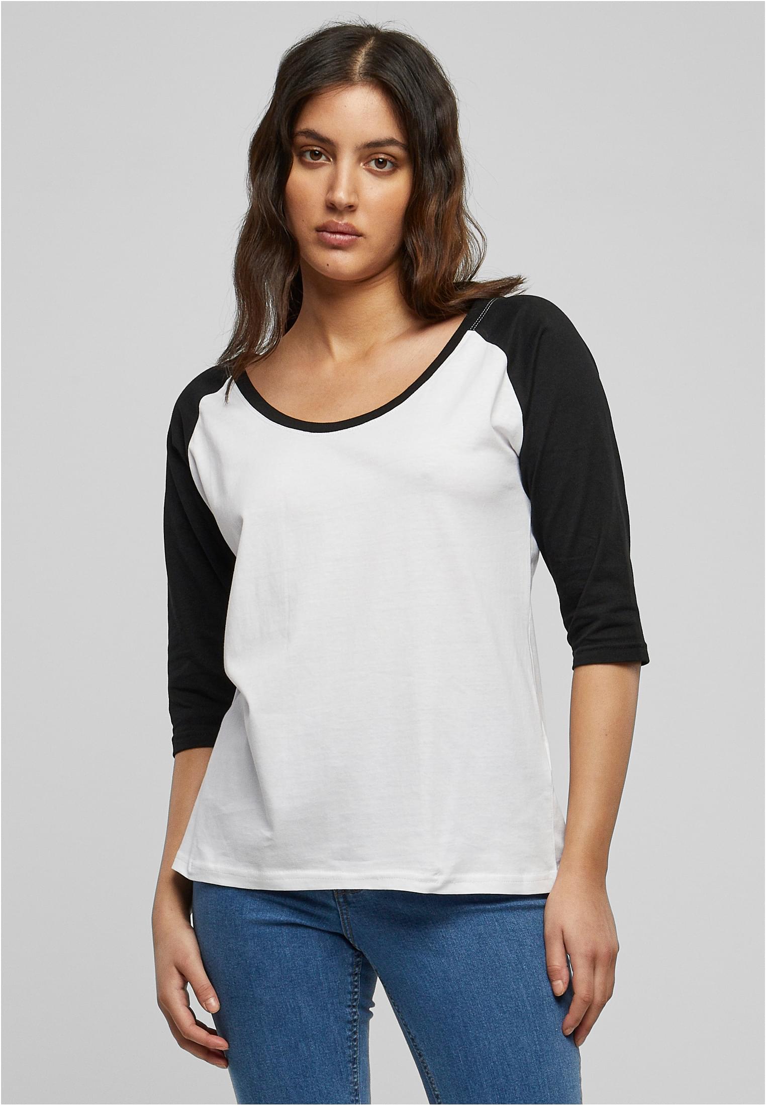 Women's 3/4 Contrast Raglan T-shirt Wht/blk