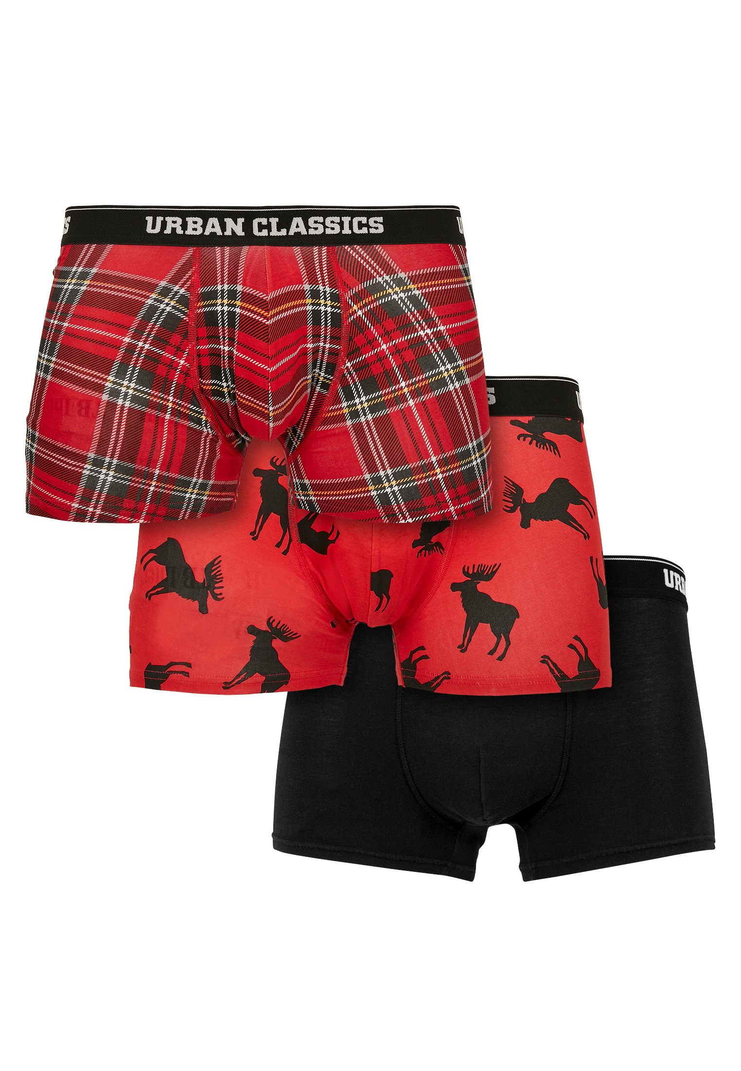 Boxer Pantaloni scurți 3-Pack Red Plaid Aop + moose Aop + BLK