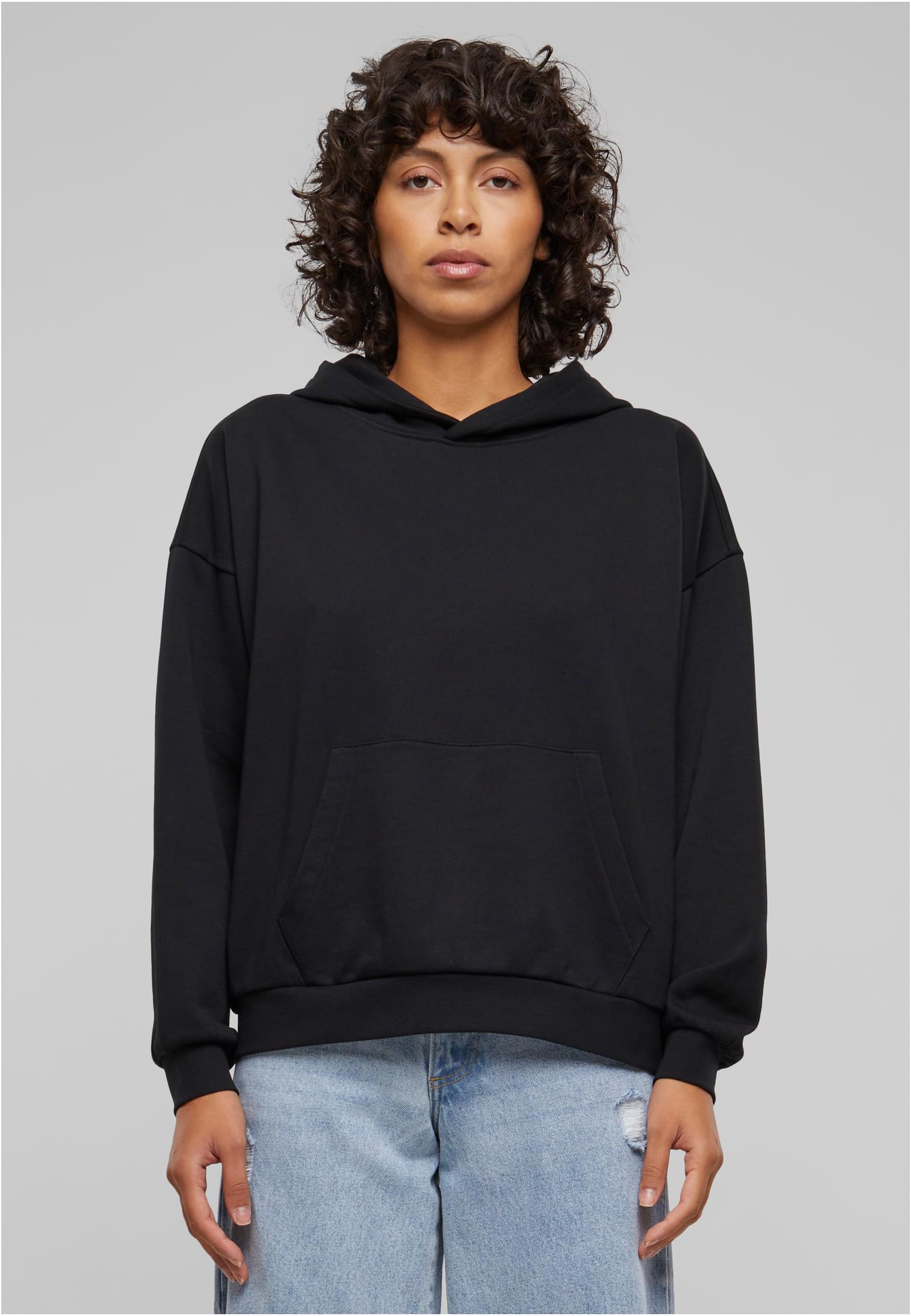 Women&#039;s Light Terry Oversized Hoodie - Black