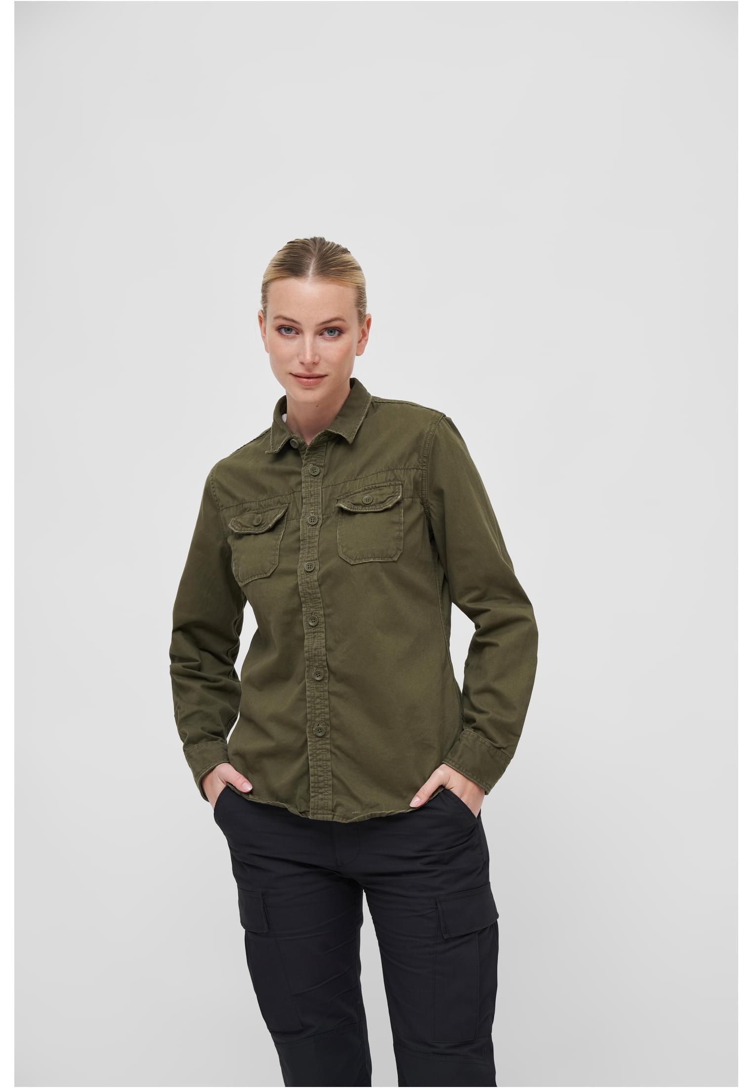 Women's vintage long sleeve shirt olive