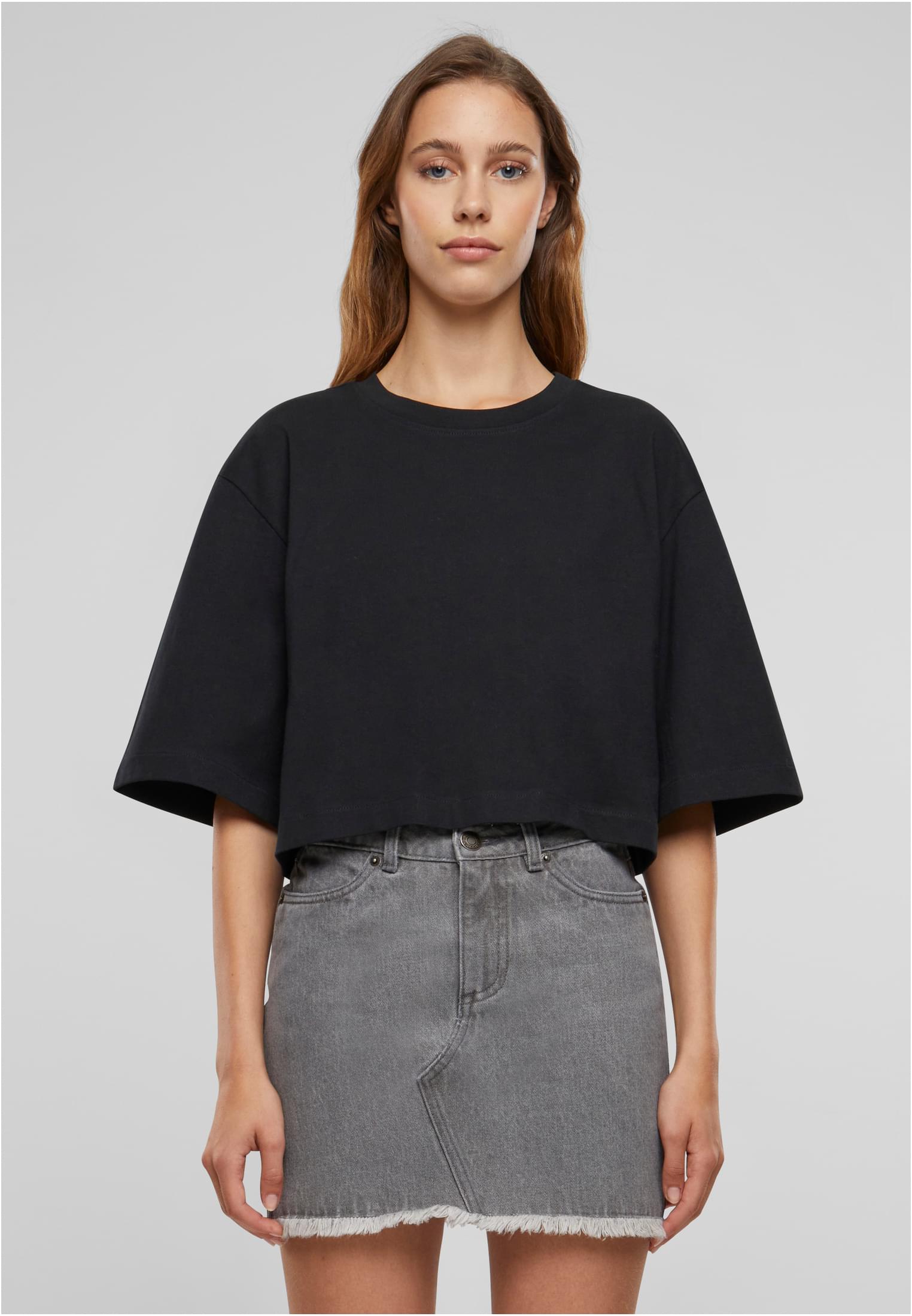 Women's T-shirt Heavy Organic Oversized Cropped Black