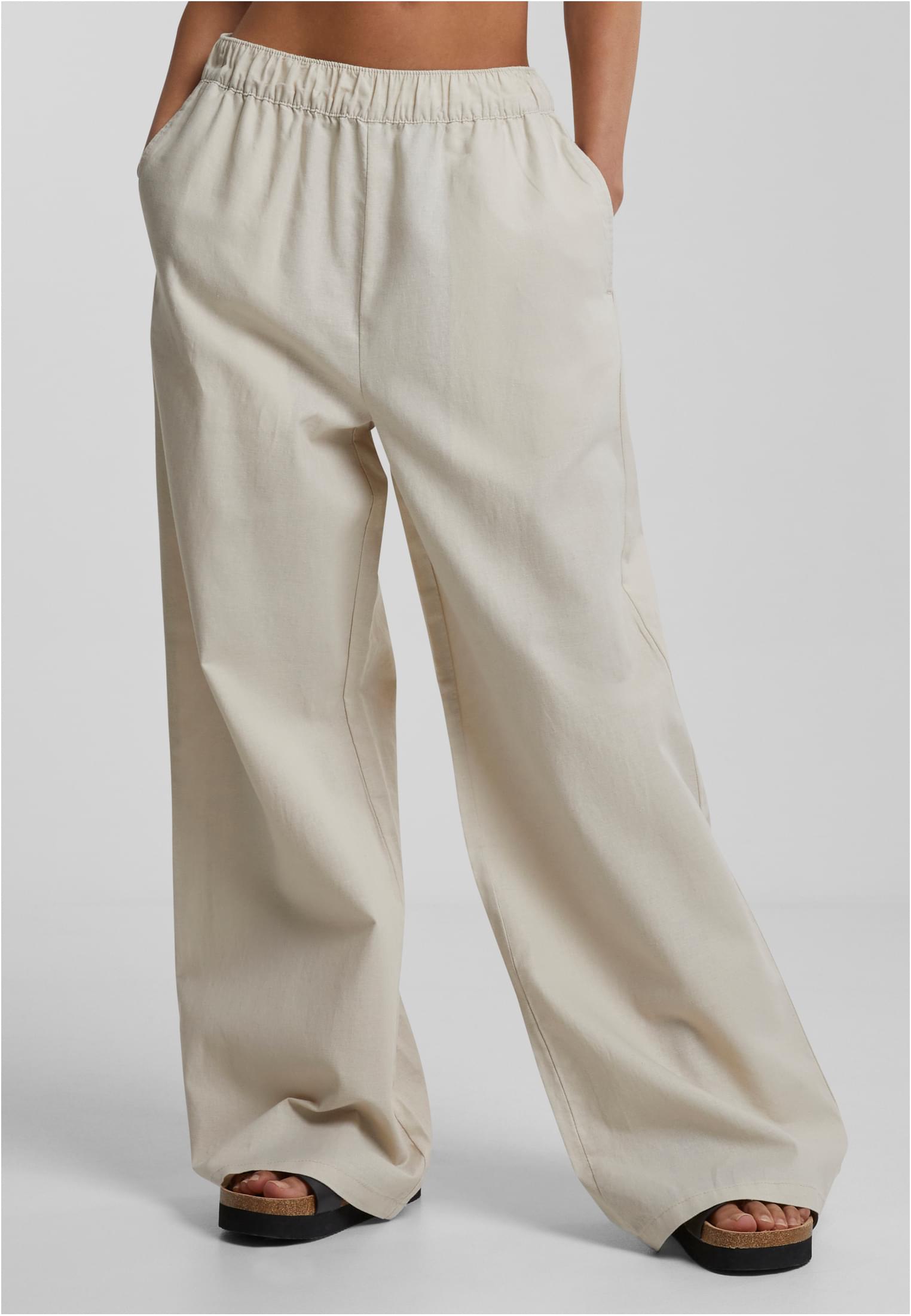 Women's wide-leg trousers - cream