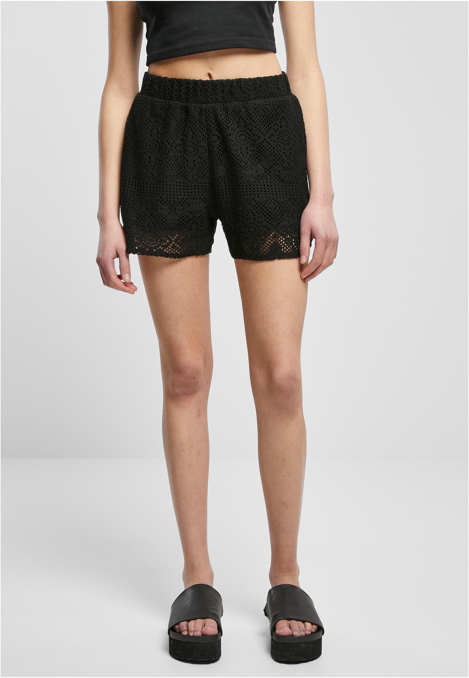 Women&#039;s Crochet Lace Resort Shorts in Black