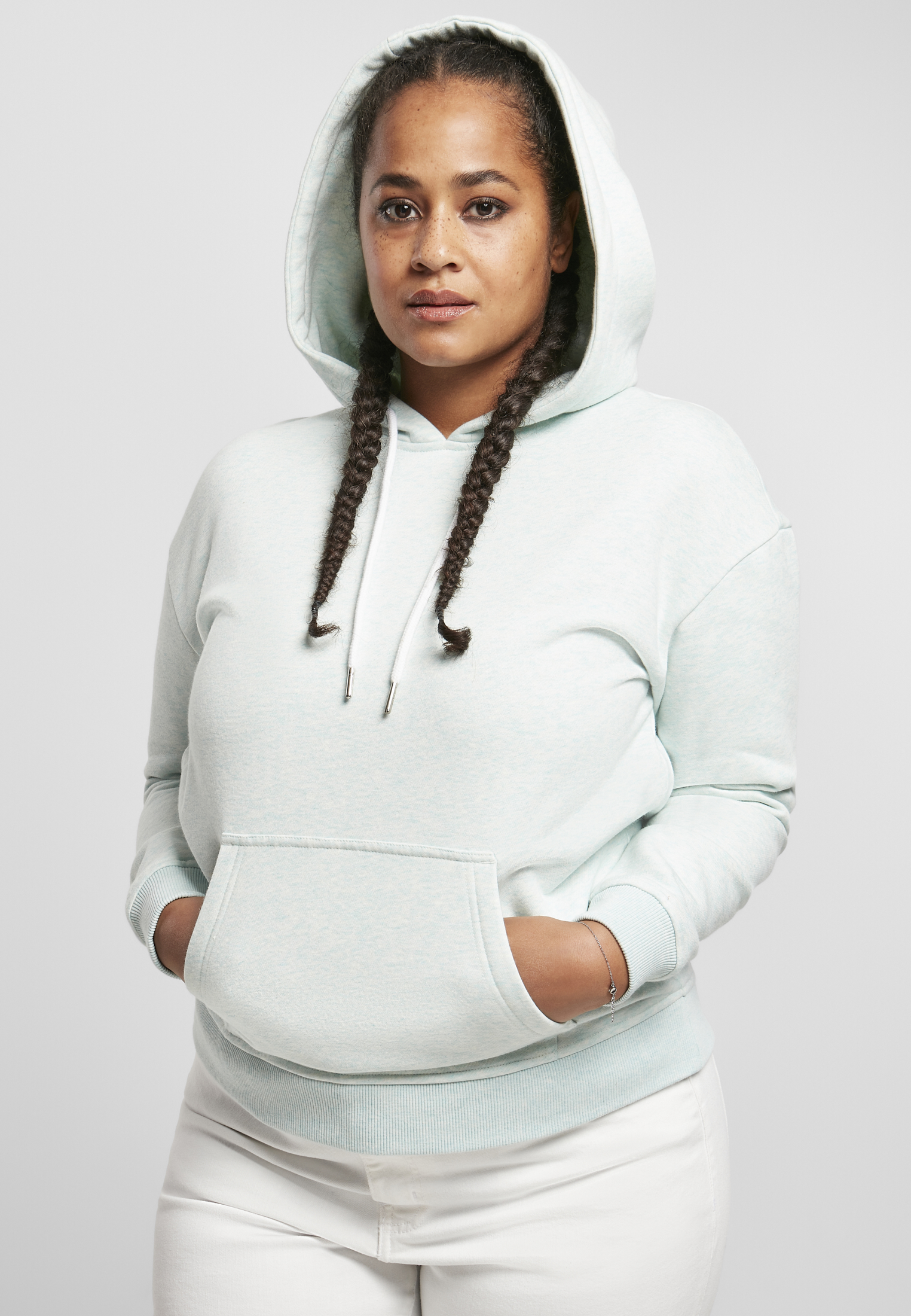 Women's color Melange Hoody aqua melange