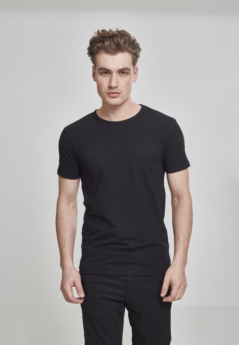 Fitted stretch T-shirt in black color