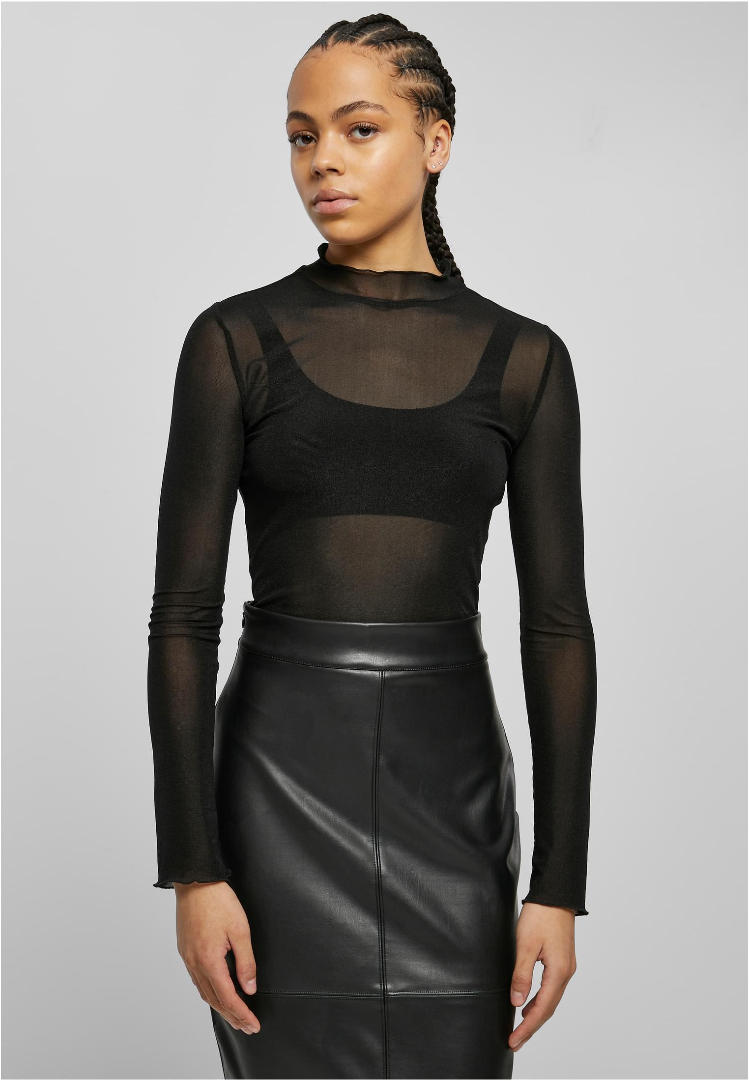 Women&#039;s Fishnet Turtleneck Bodysuit Black