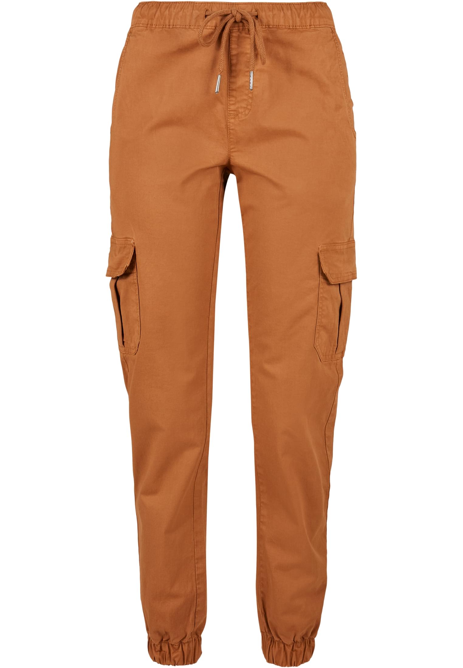 Women's high-waisted cargo tracksuit pants made of caramel