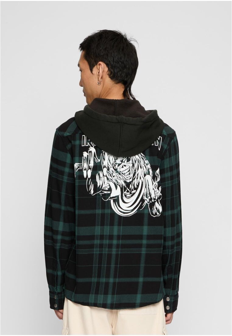 Men&#039;s hooded shirt Iron Maiden Checkshirt Eddy black/green