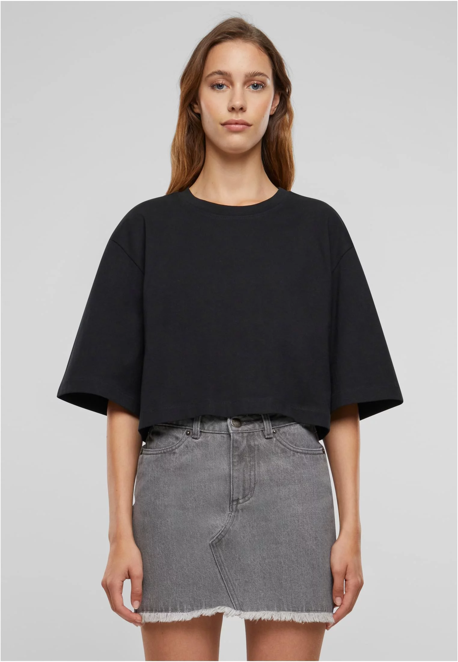 Dámské tričko Heavy Organic Oversized Cropped černé