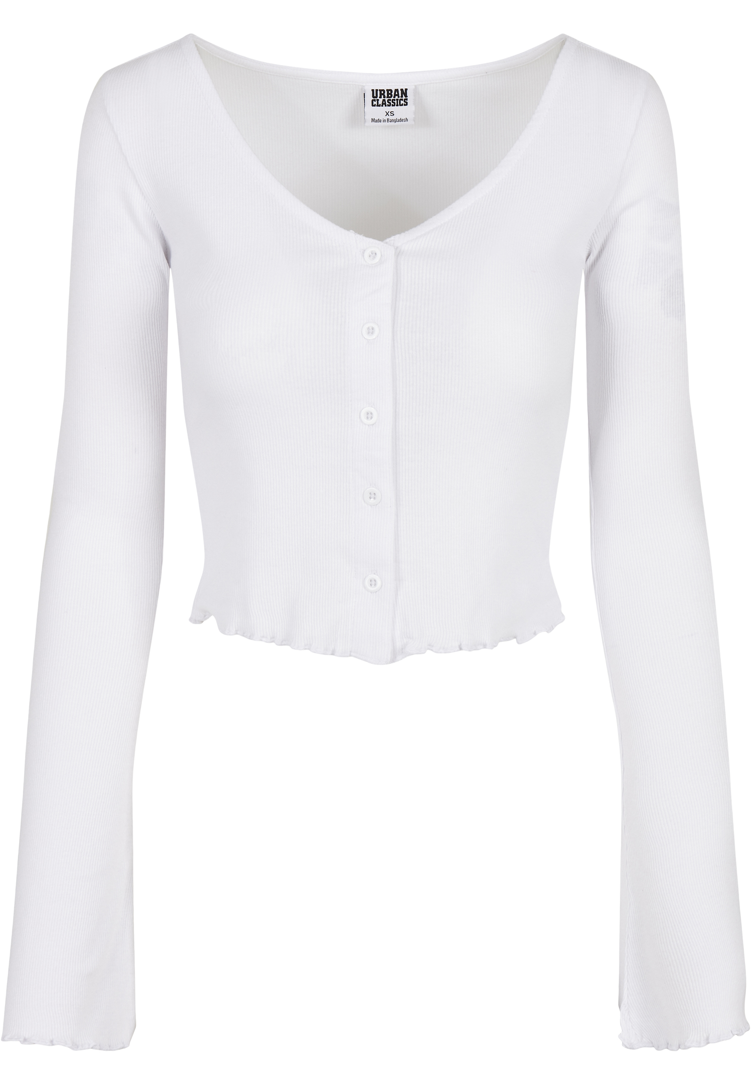 Women&#039;s sweater with cropped ribs in white