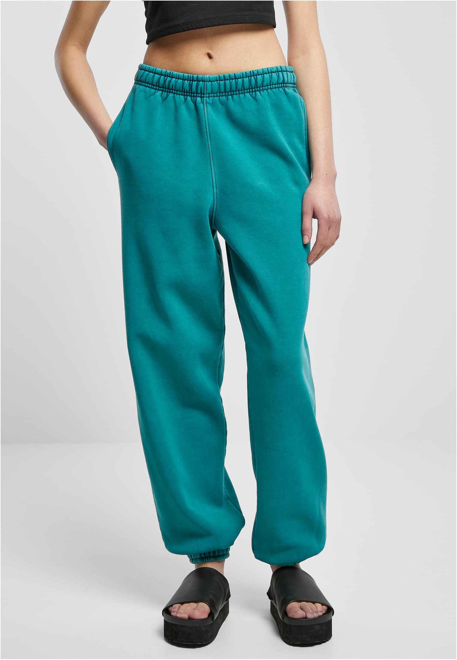 Women&#039;s high-waisted sweatpants with high waist, water green