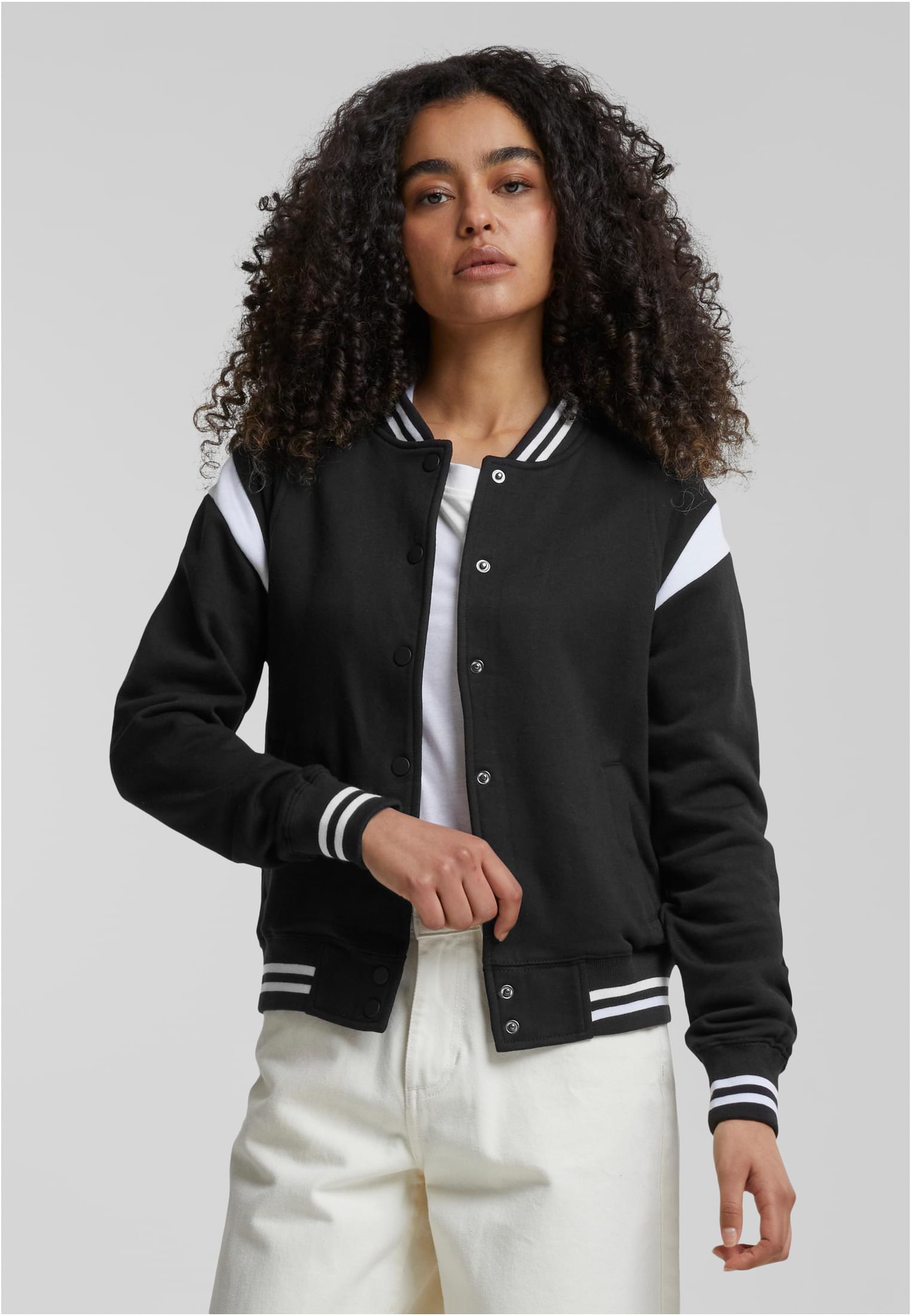 Women's inset College Sweat Jacket blk/wht