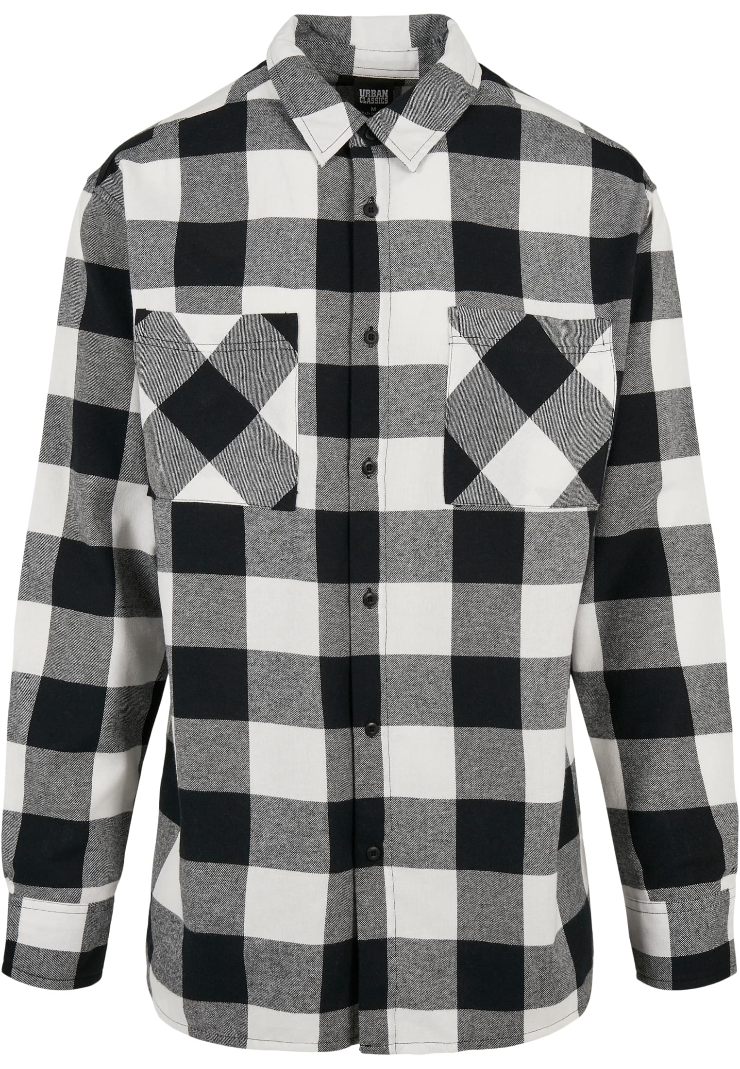 Long oversized plaid shirt black/white