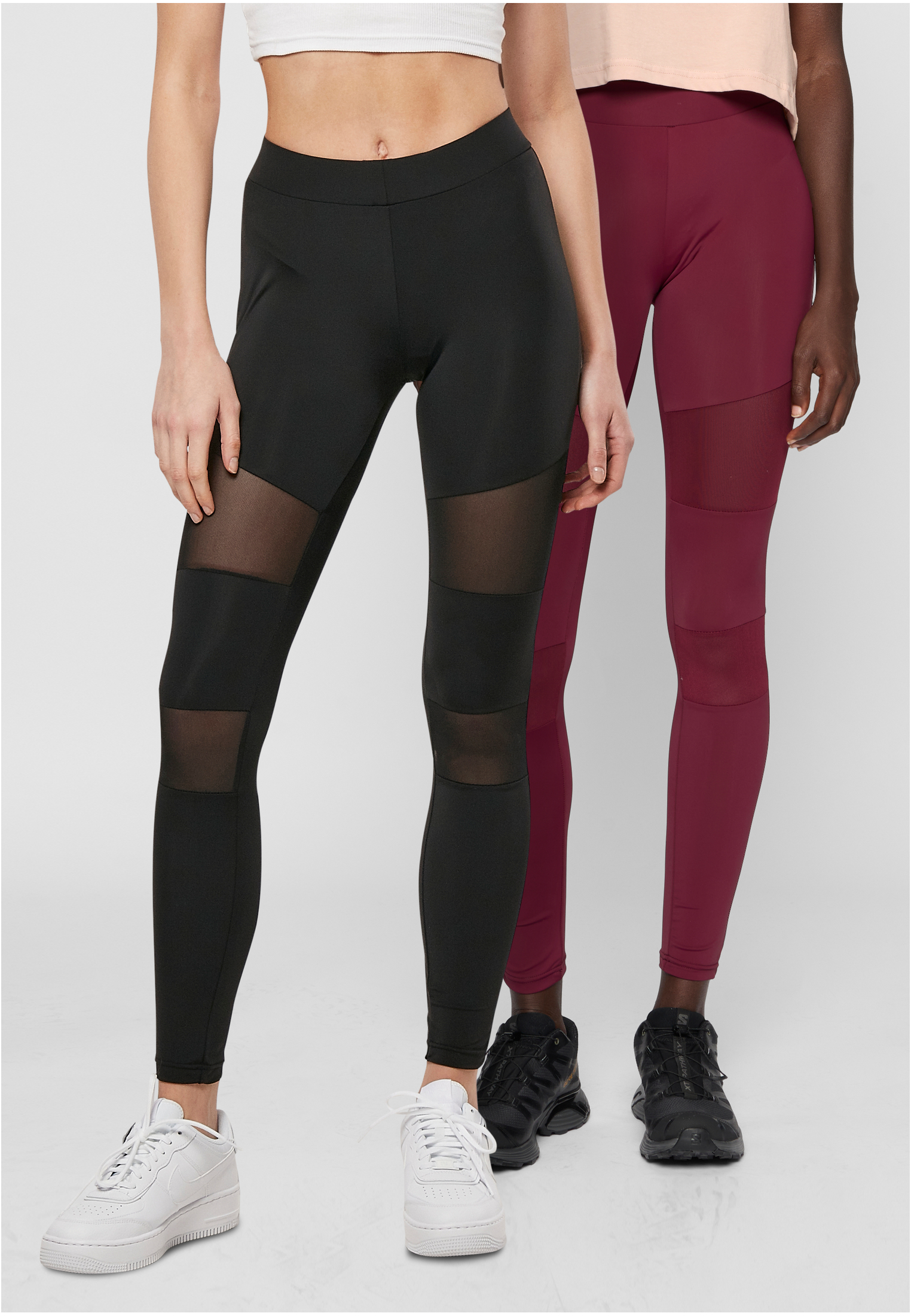 Womens fishnet leggings 2 pcs black+burgundy