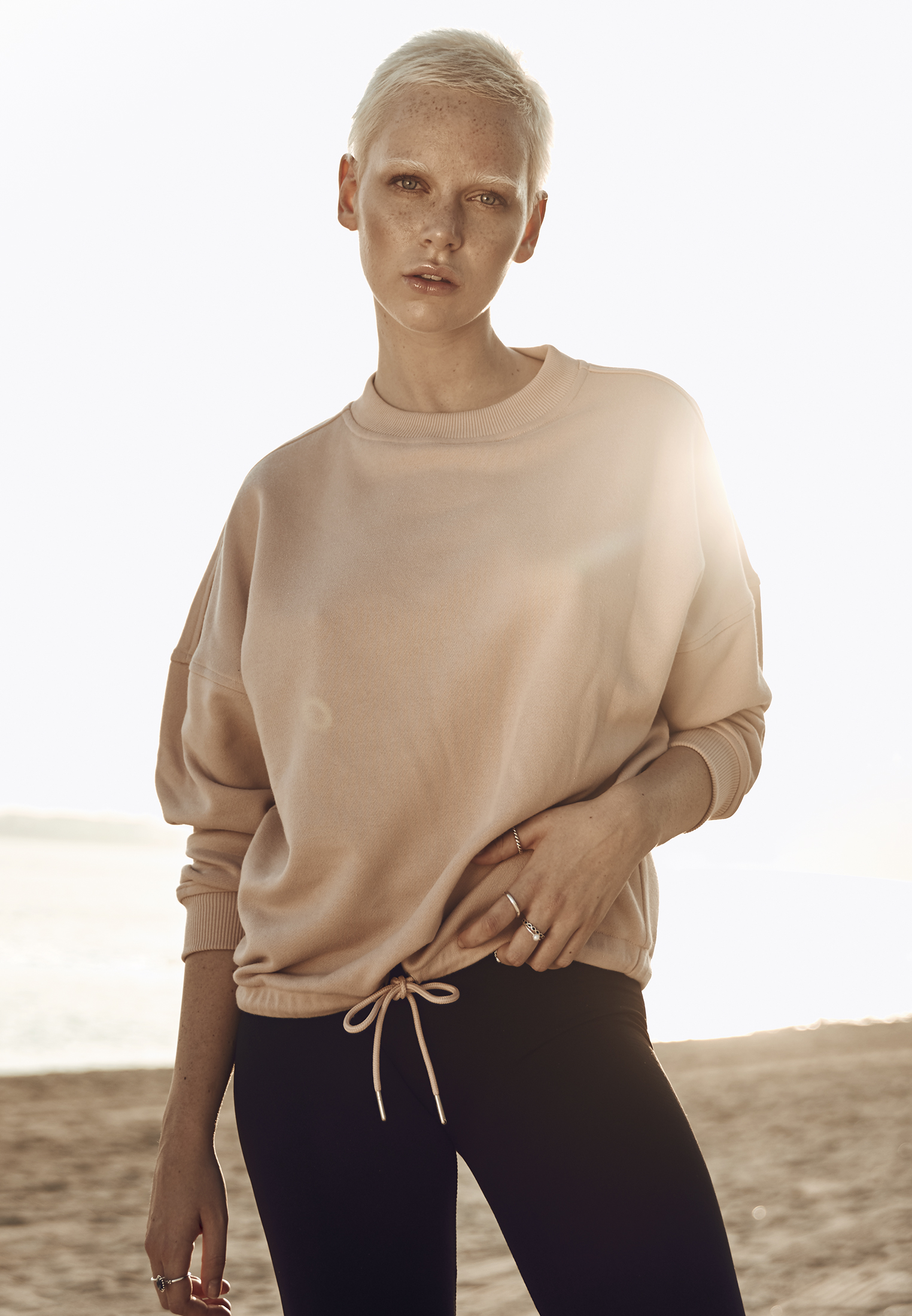 Ladies Oversized Crew Light Rose