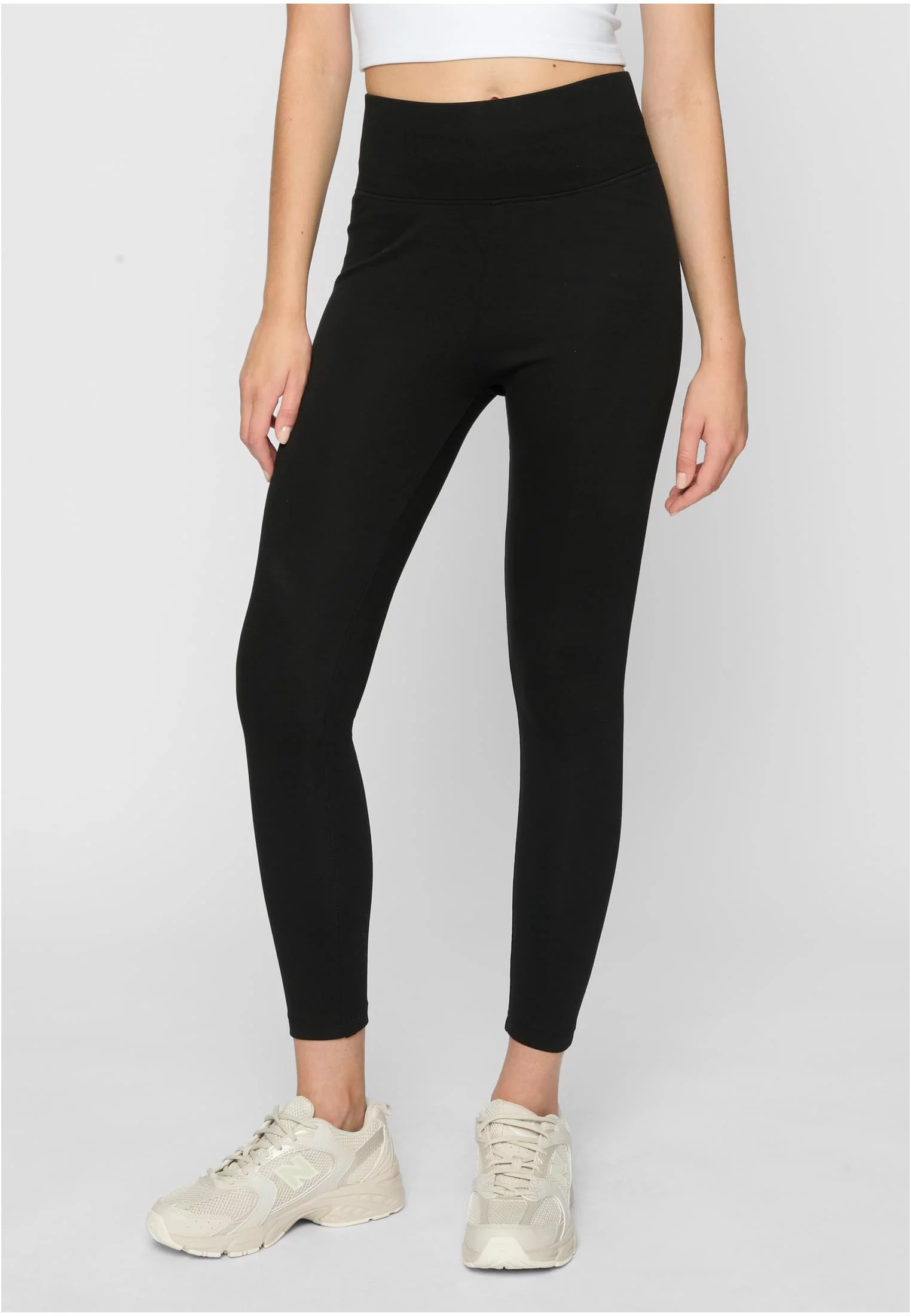 Womens high-waisted jersey leggings 2-pack black+black