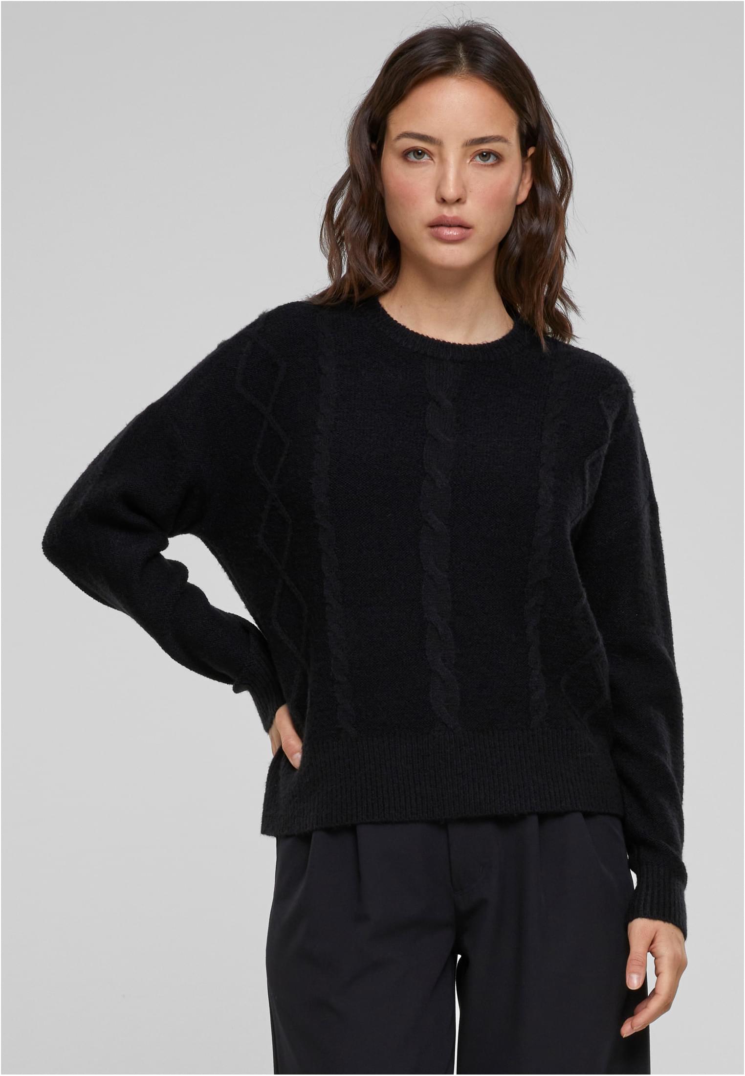 Women&#039;s cable knitted sweater black