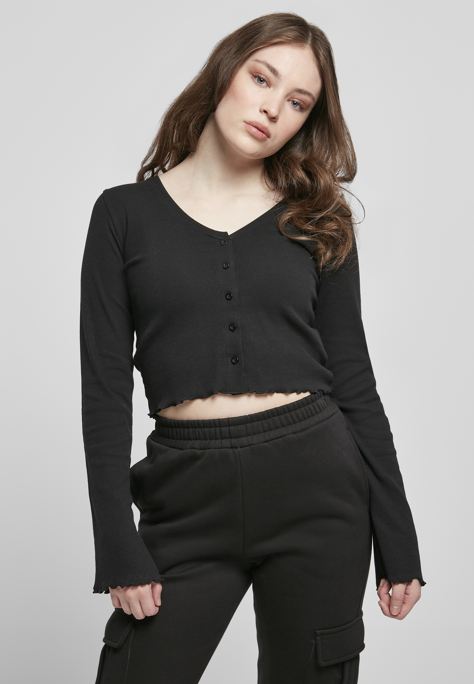Women&#039;s cropped sweater - black