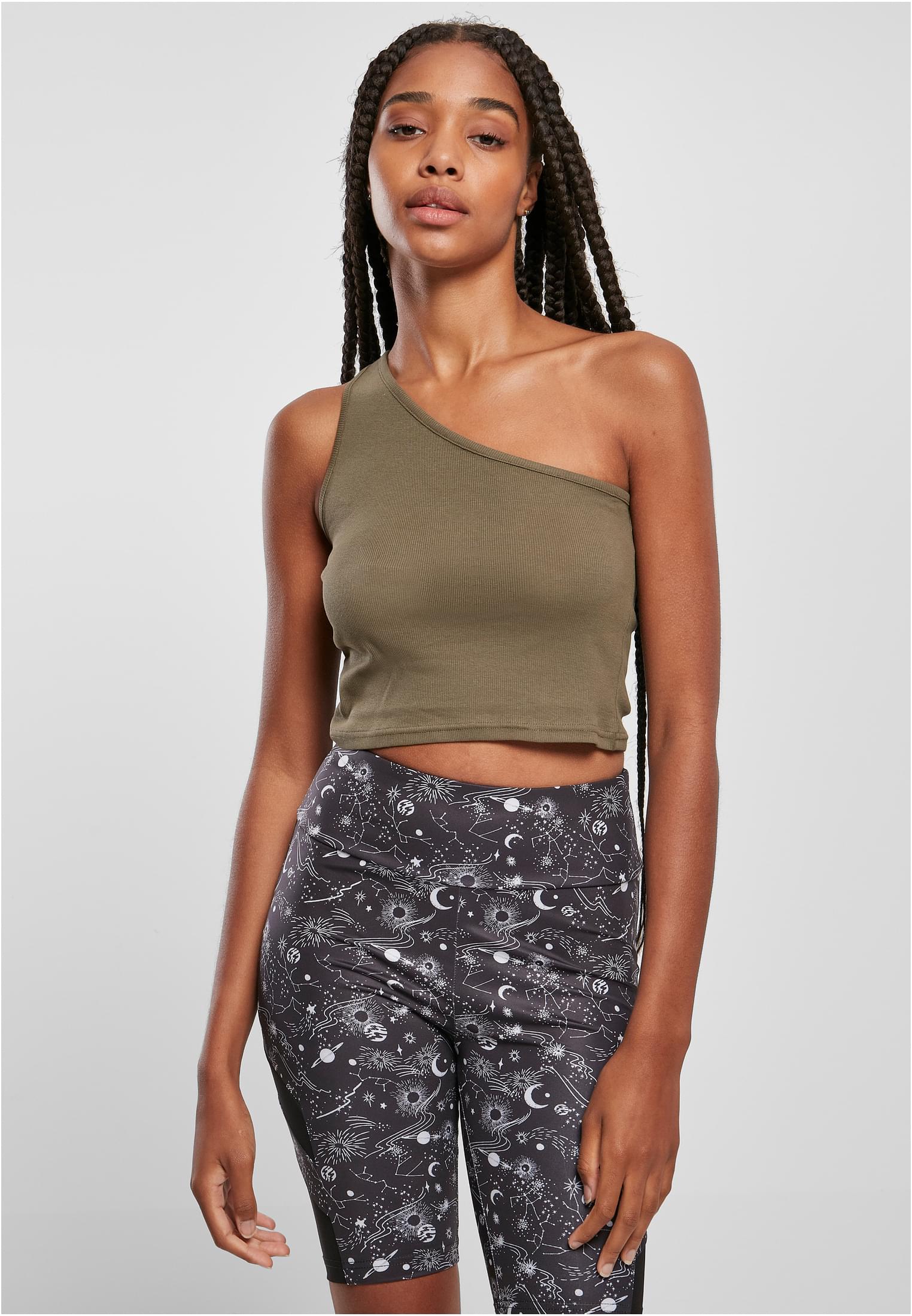 Women&#039;s cropped asymmetrical khaki top