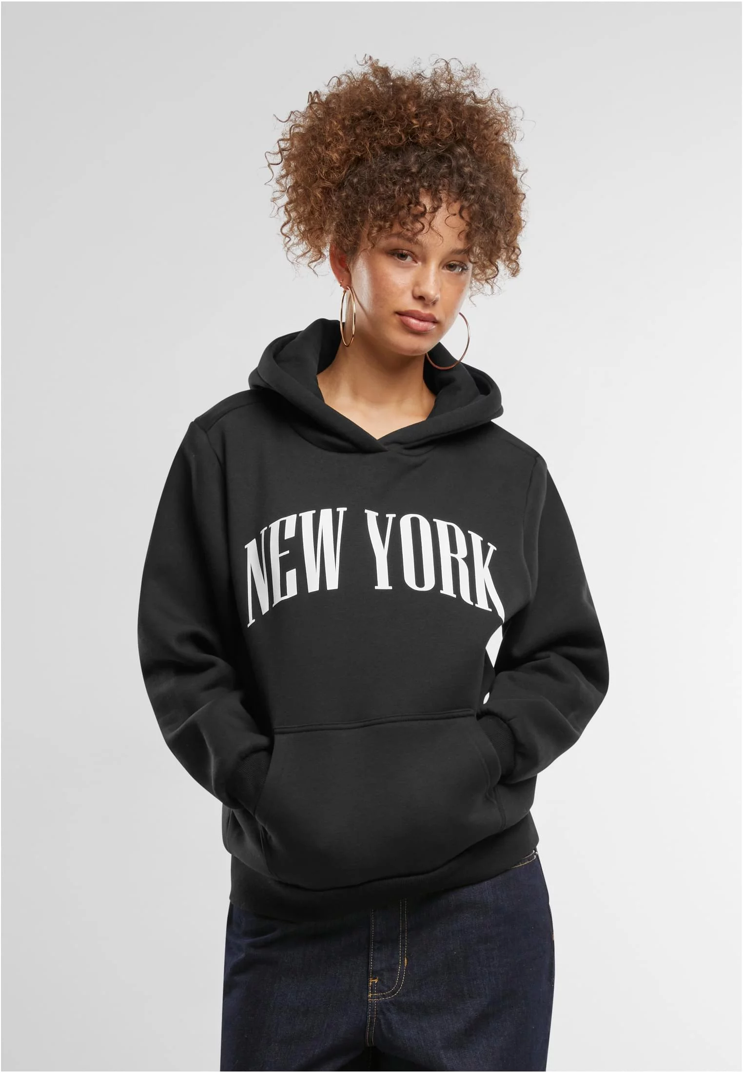Women's Black Furry Hoodie New York
