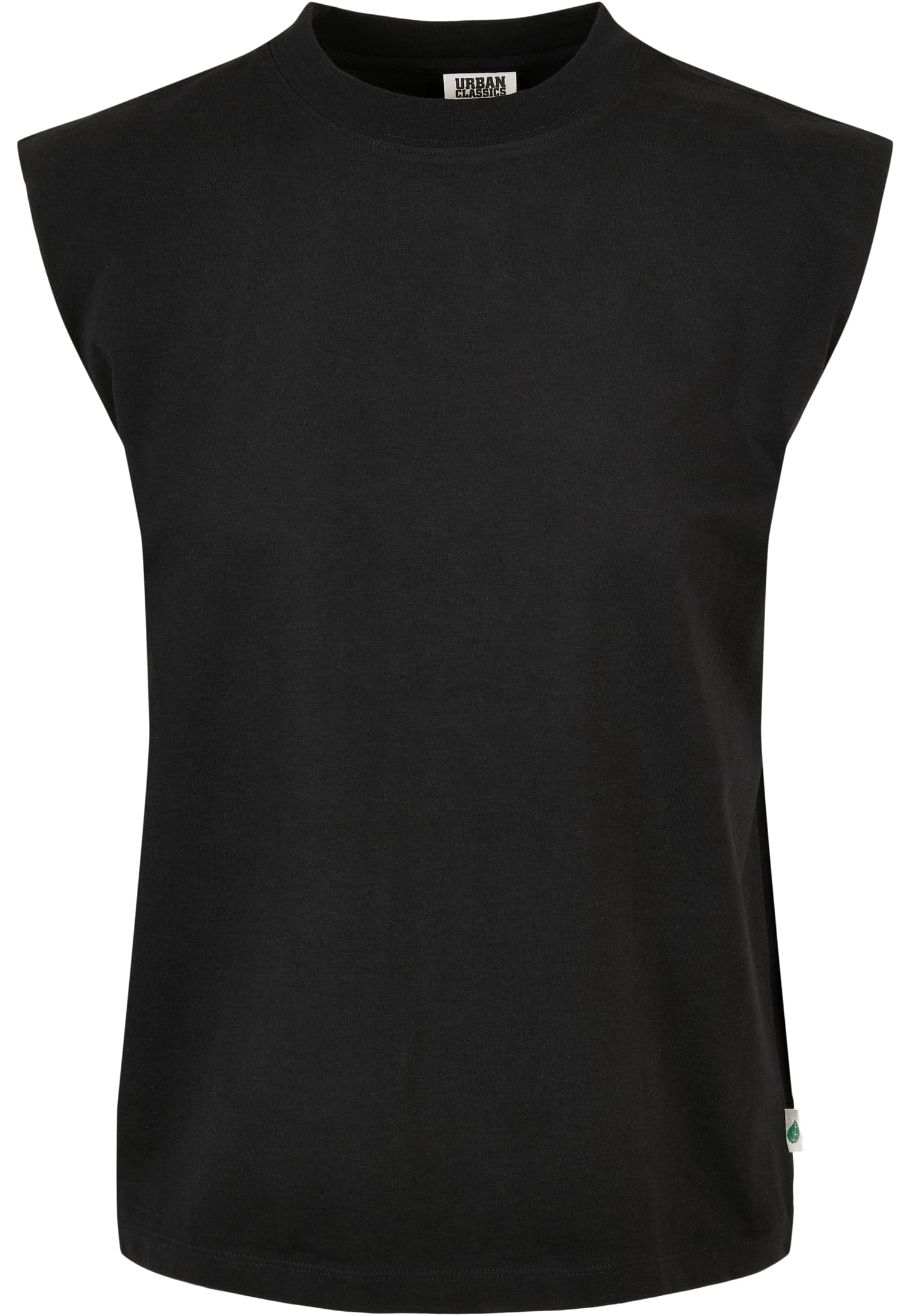 Women's organic tank top with heavy padded shoulder black