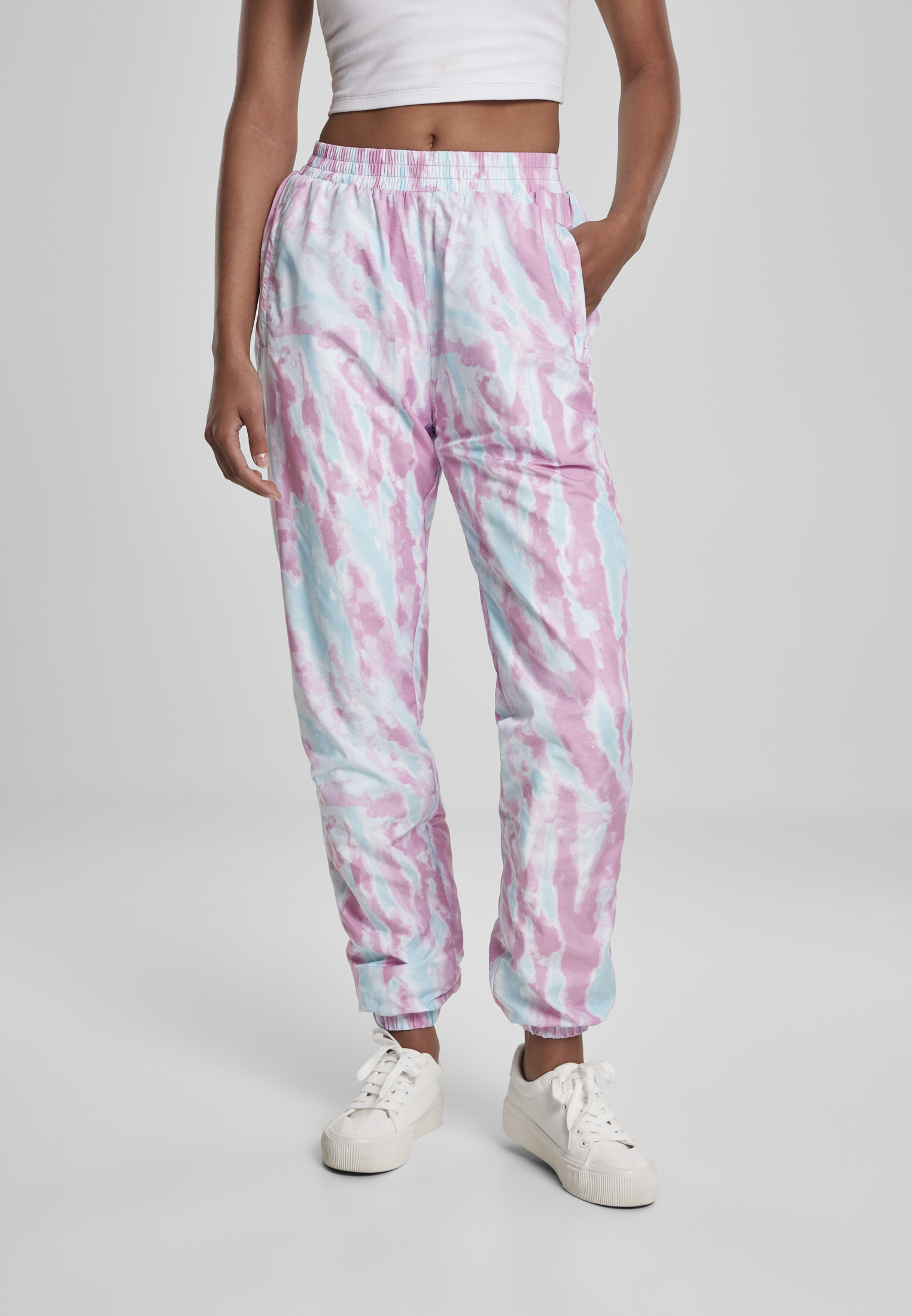 Doamnelor Tie Dye Track Pantaloni Aquablue / roz