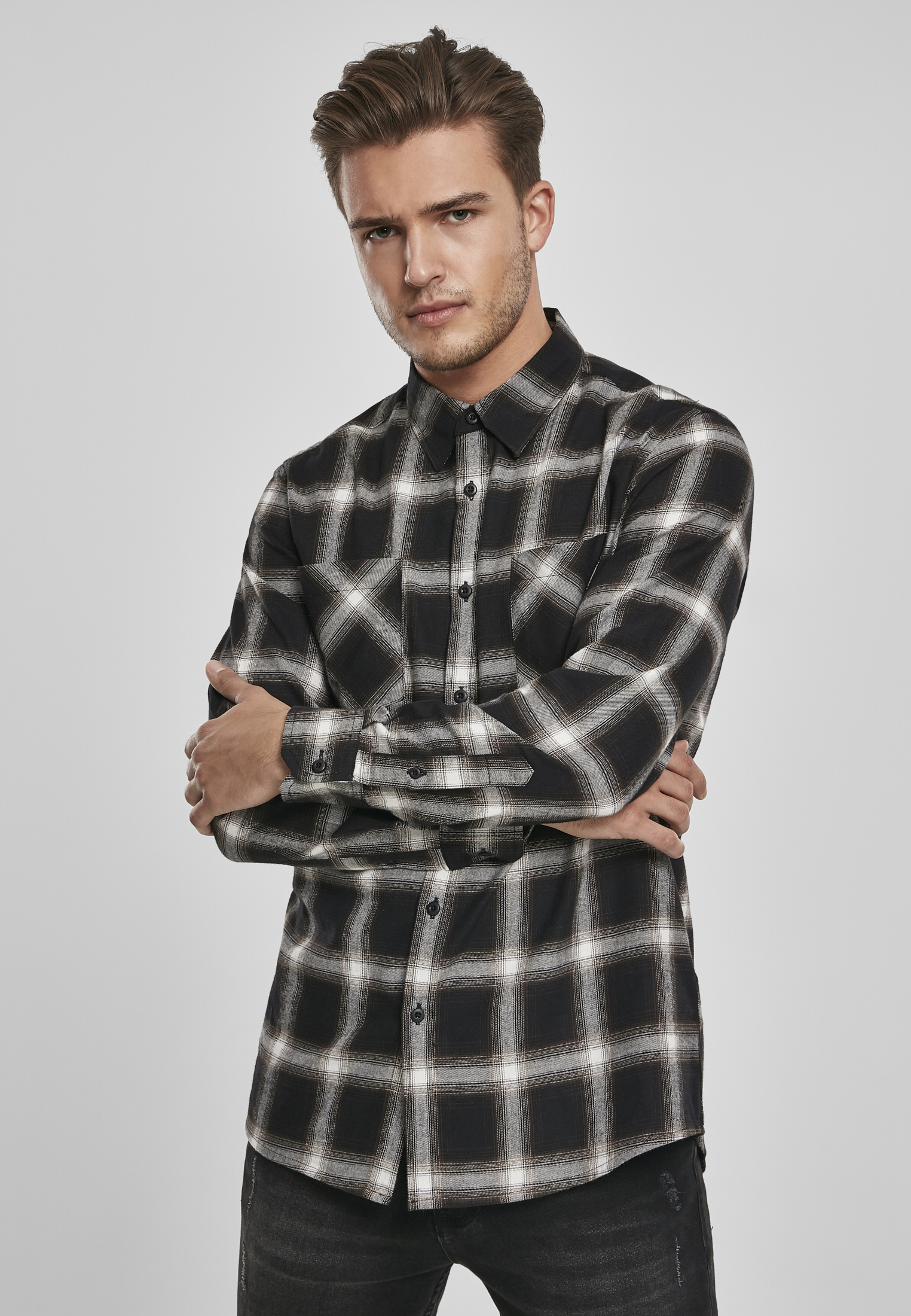 Plaid Flannel Shirt 6 black/white