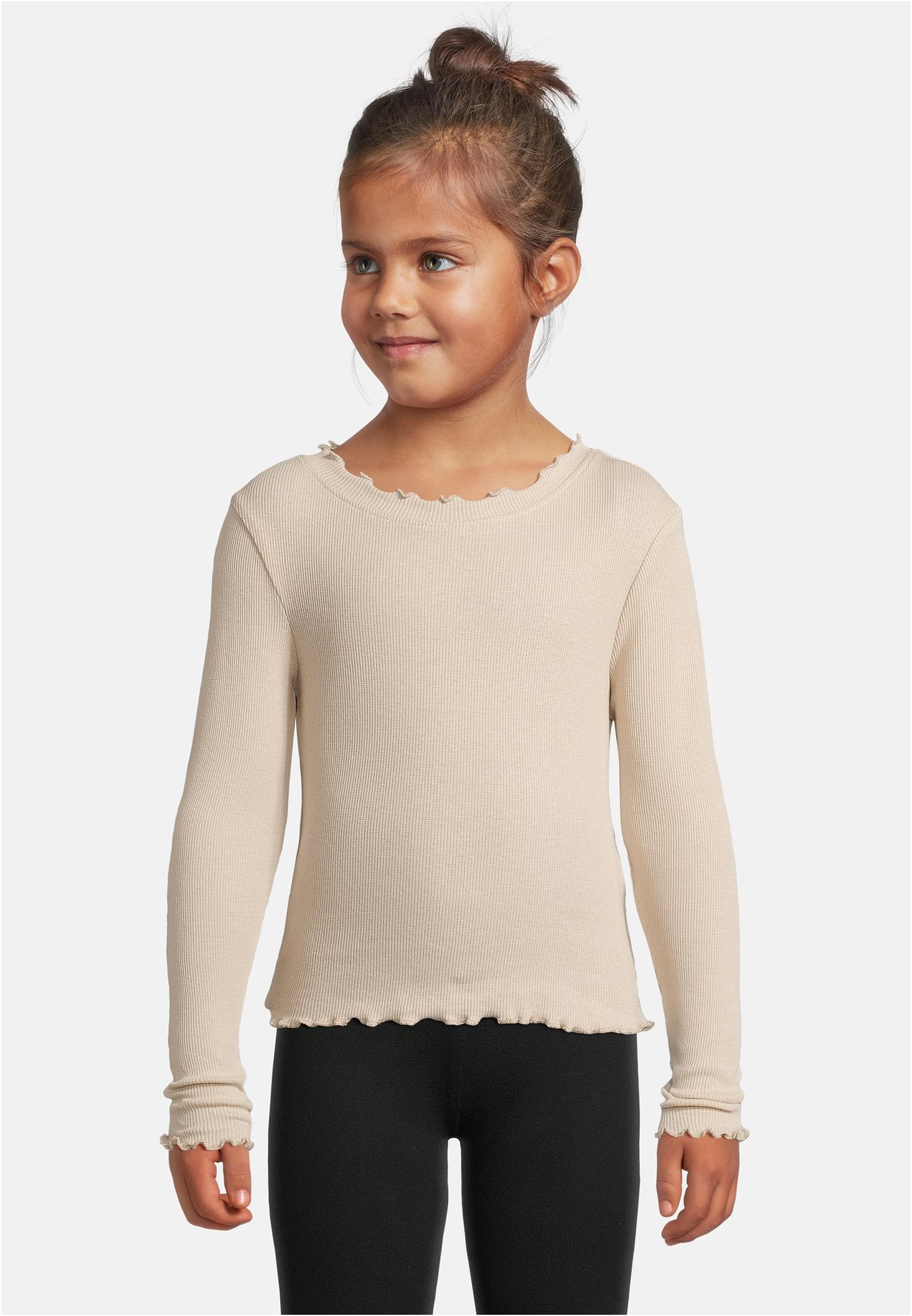 Girls ribbed long-sleeved T-shirt beige