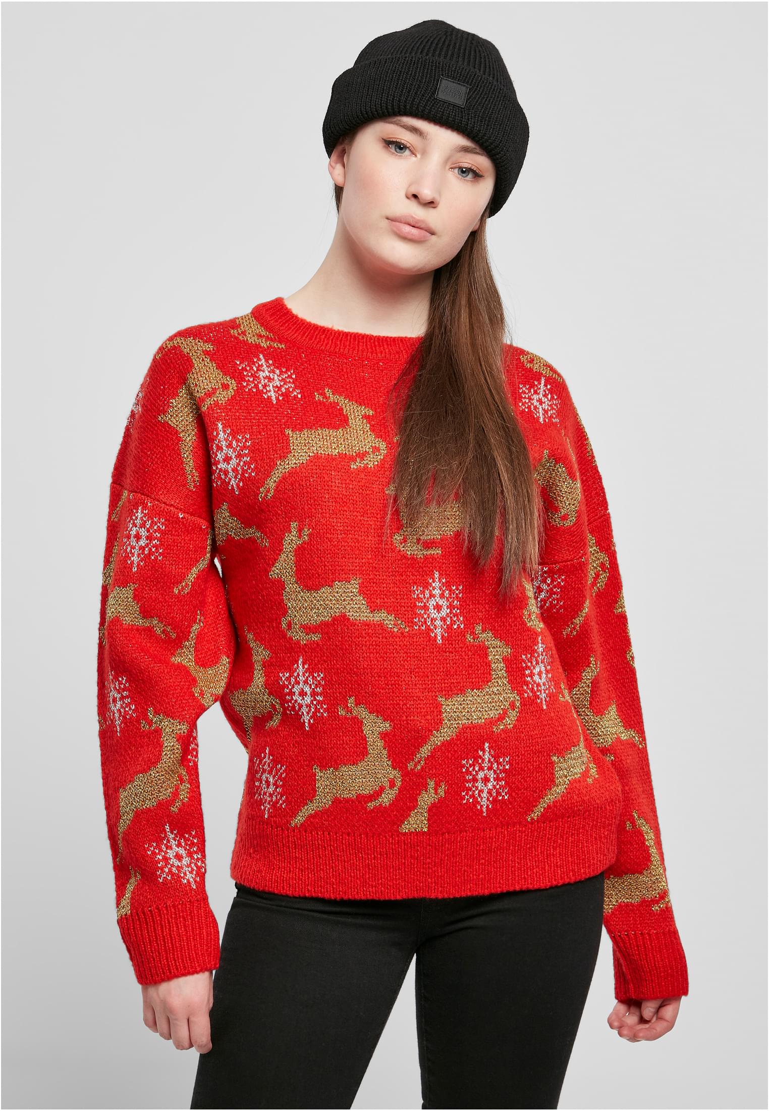 Women&#039;s Oversized Christmas Sweater Red/Gold