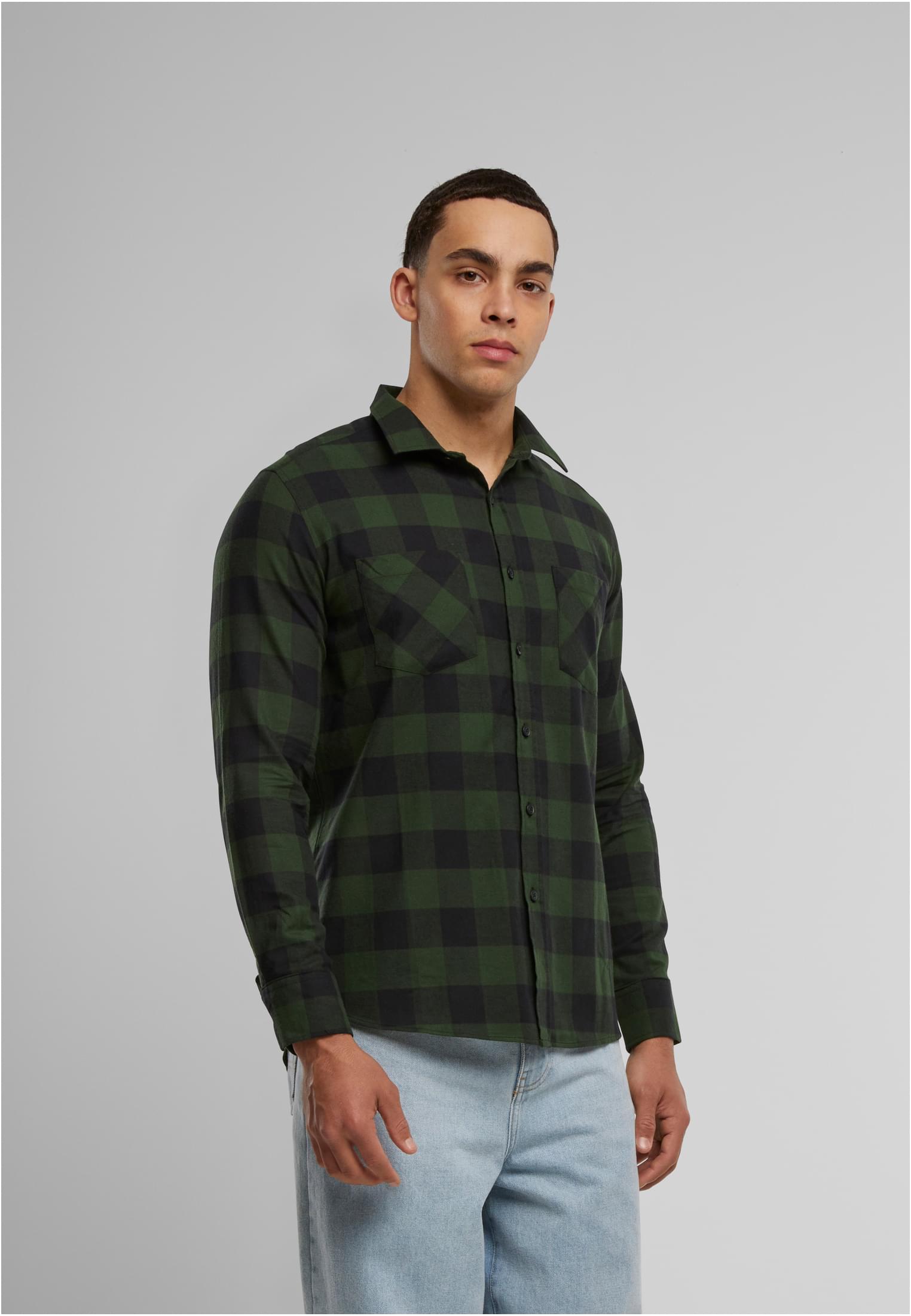 Plaid flannel shirt blk/forest