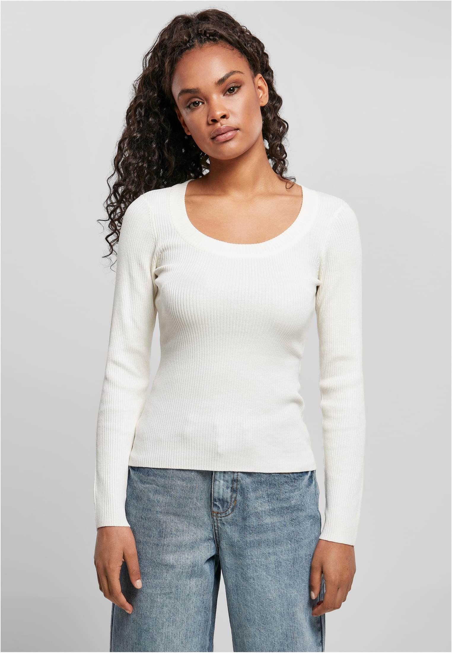 Women's Sweater With A Wide Neckline Whitesand