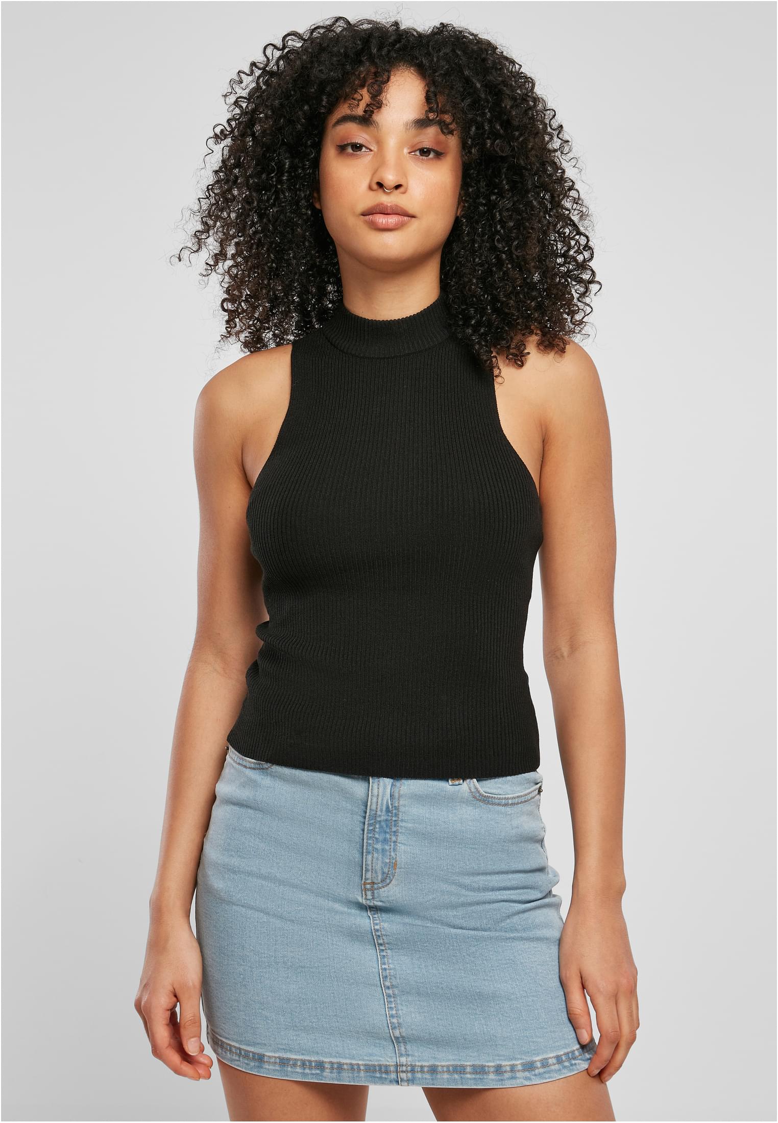 Women&#039;s turtleneck with short rib knit black